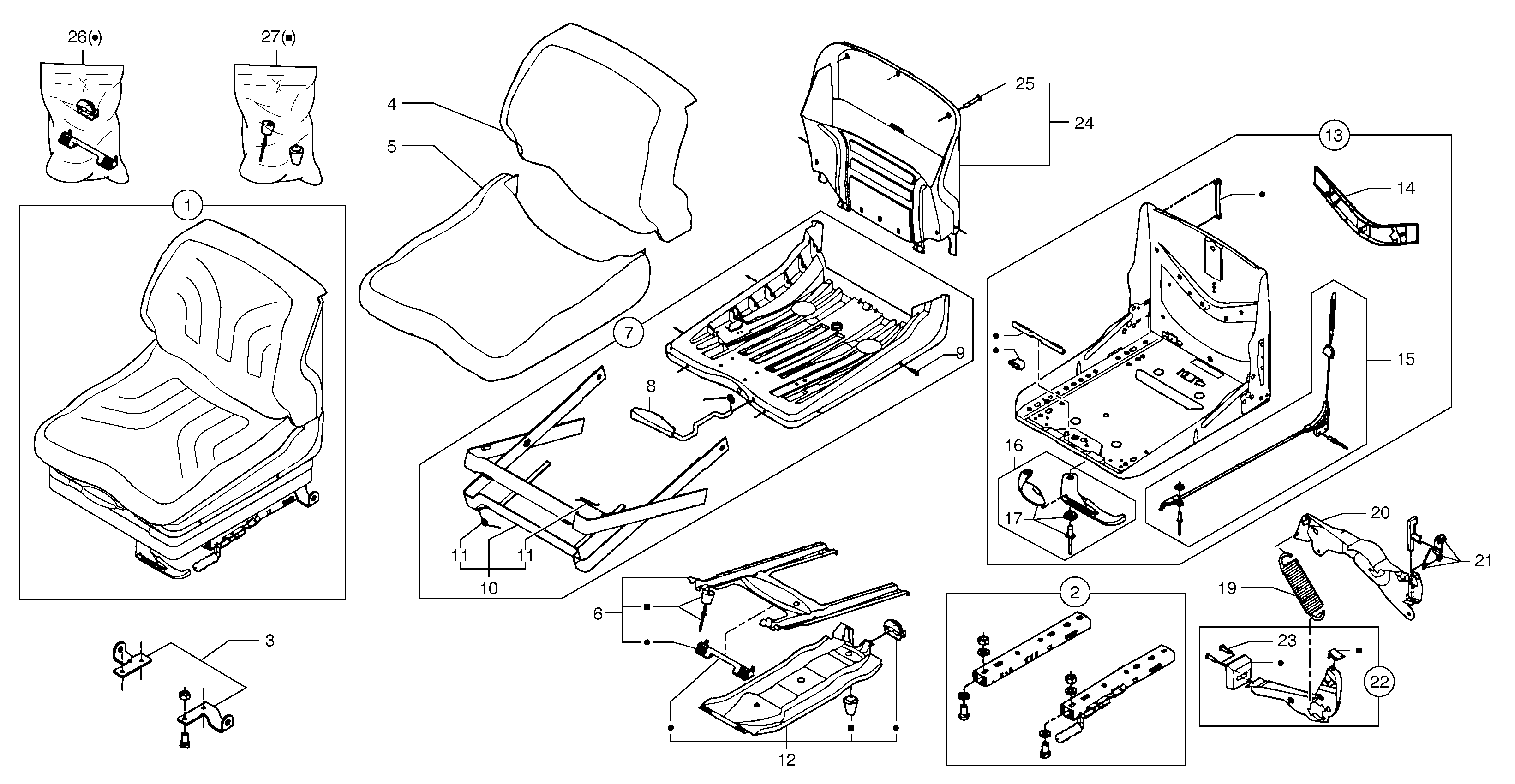 Схема запчастей Volvo EC15B - 35661 Suspended seat EC15B TYPE 272 XR