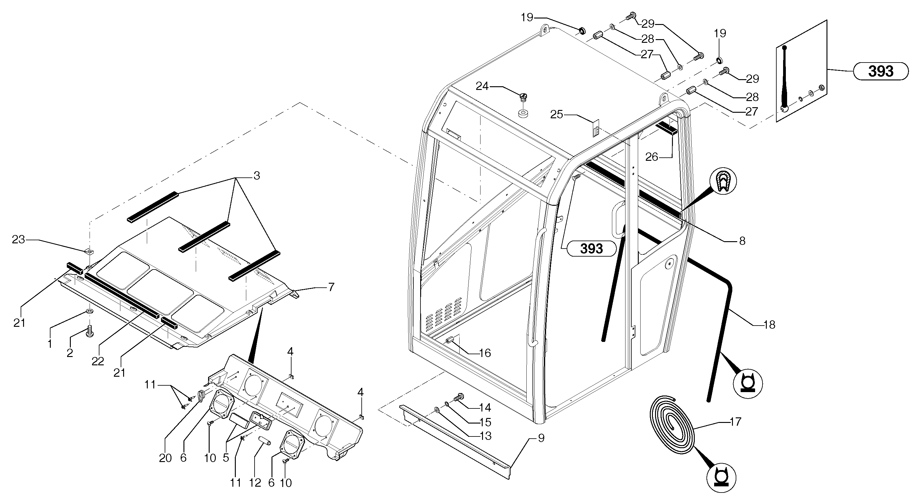 Схема запчастей Volvo EC15B - 32767 Cab : accessories EC15B TYPE 272 XT/XTV