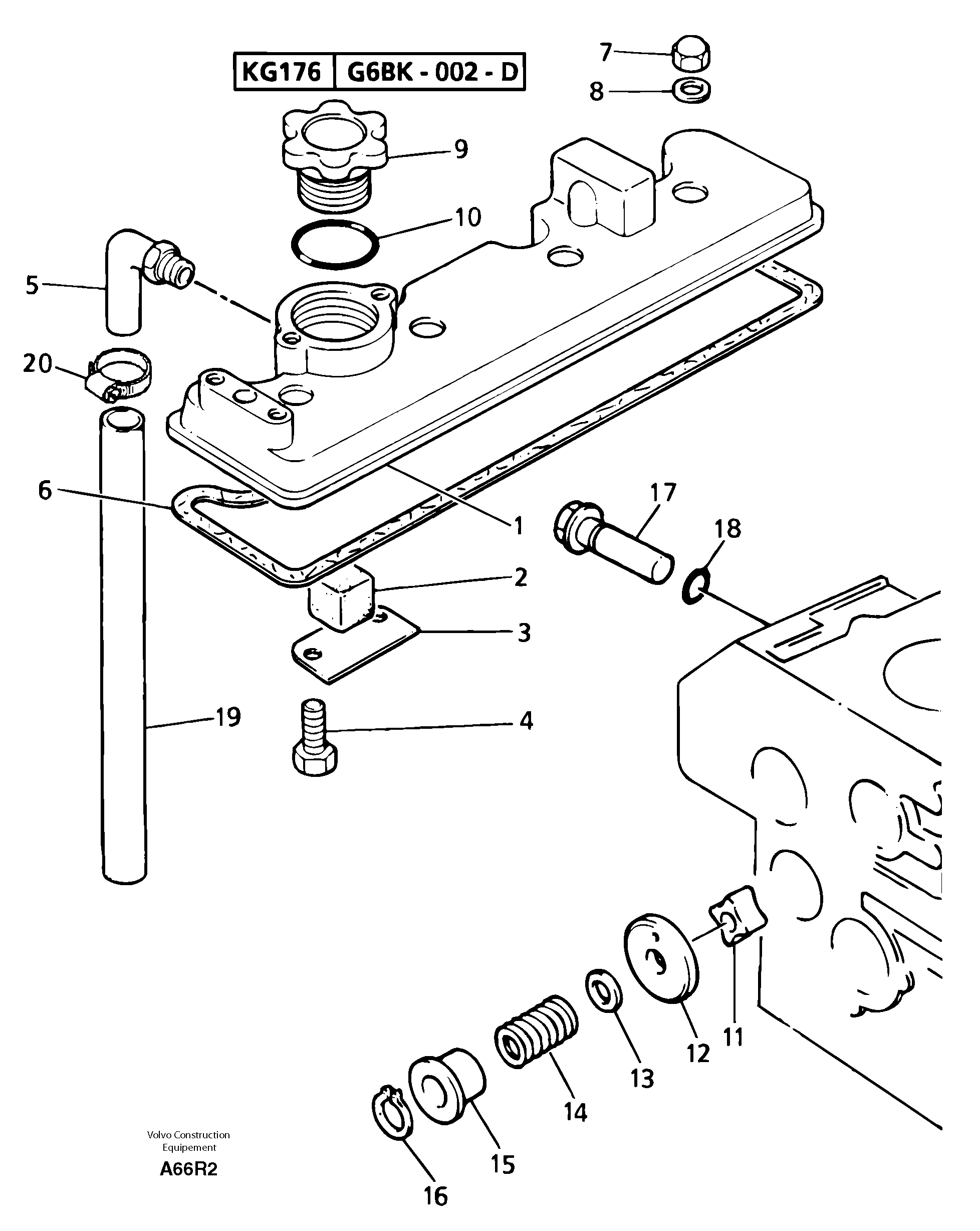 Схема запчастей Volvo EC50 - 6187 Lubrication oil filler and breather EC50VV TYPE 247