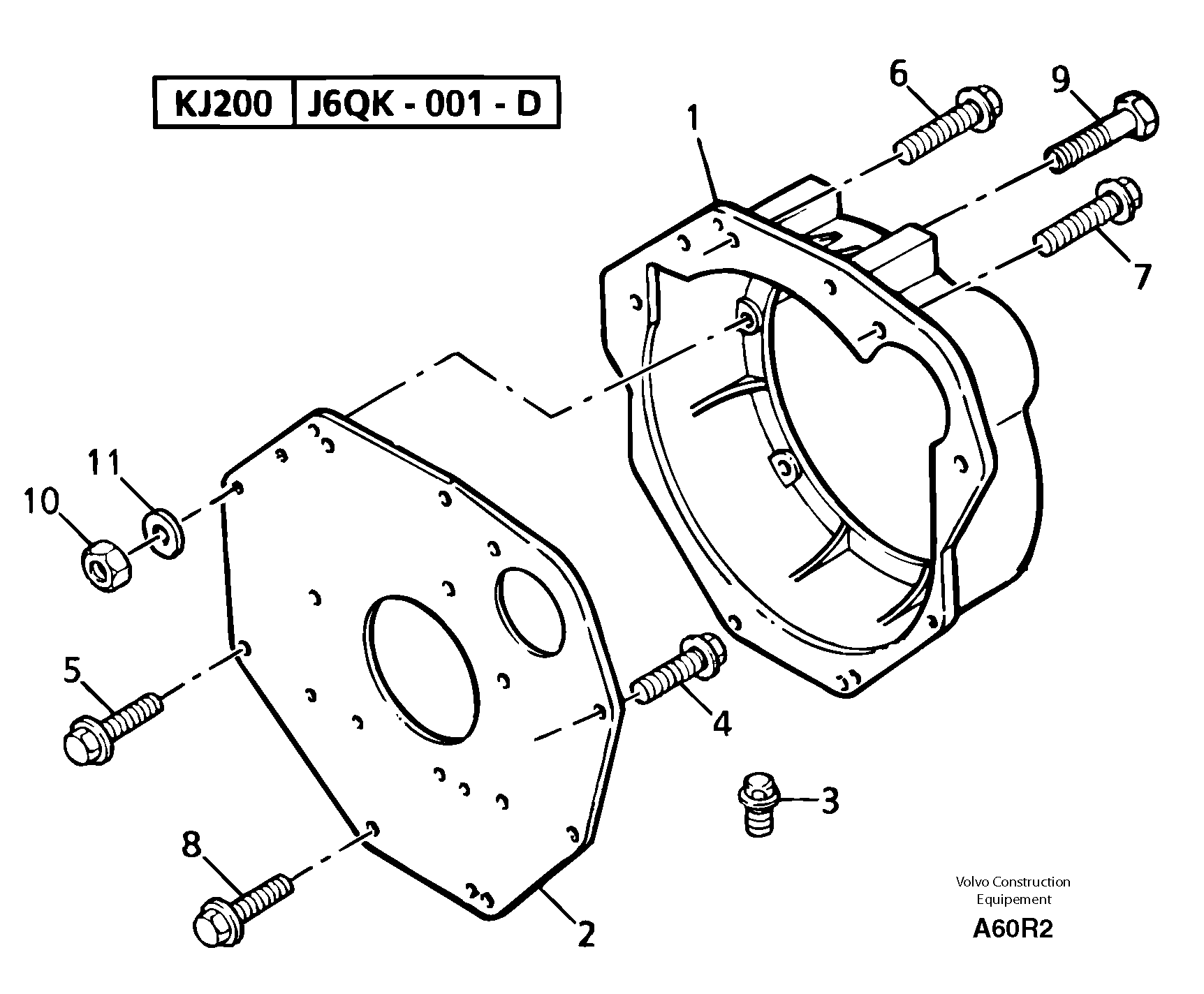 Схема запчастей Volvo EC50 - 6192 Картер маховика EC50VV TYPE 247