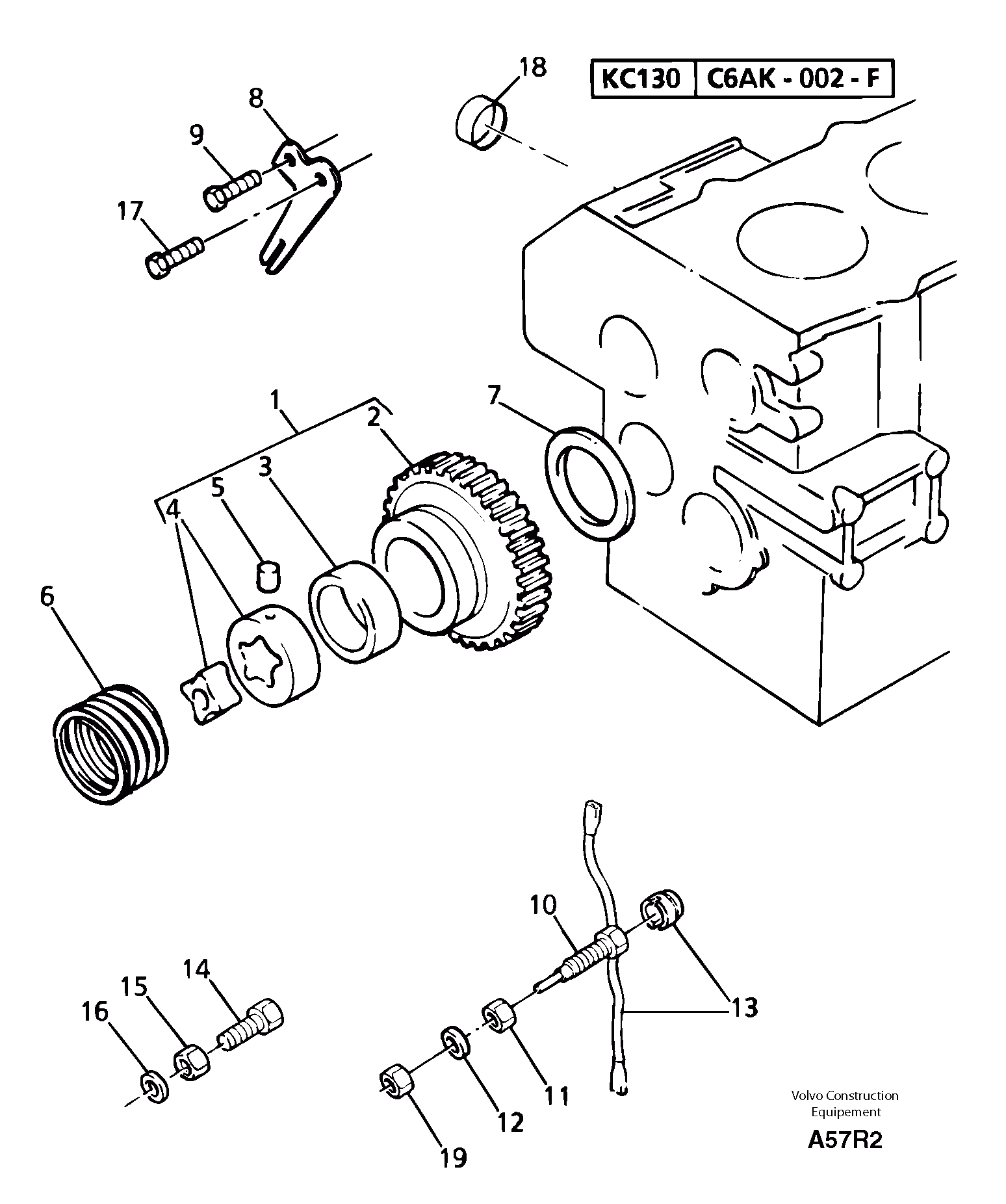 Схема запчастей Volvo EC50 - 6197 Lubrication oil pump and discharge valve EC50VV TYPE 247