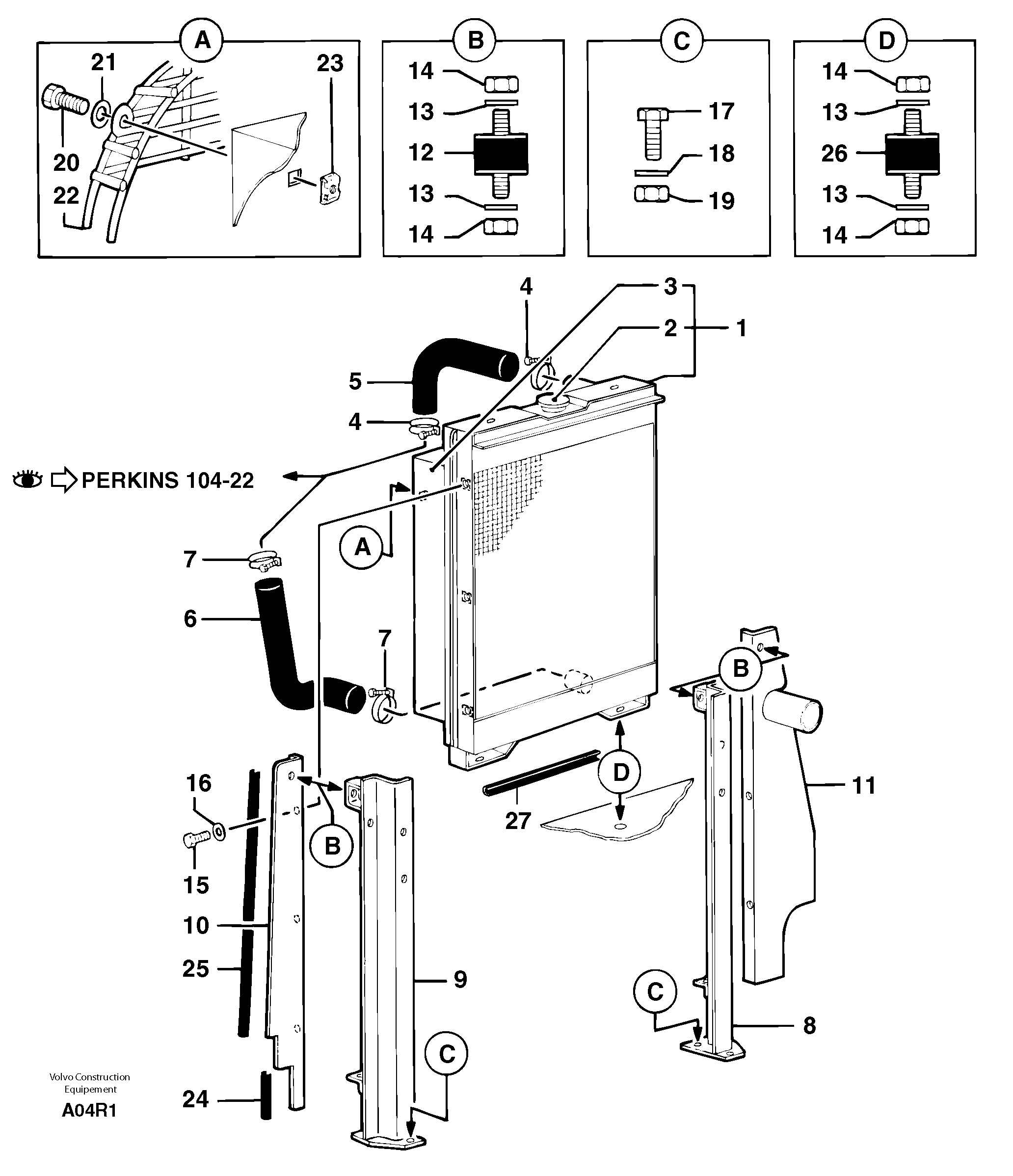 Схема запчастей Volvo EC50 - 101233 Radiator ( water ) EC50VV TYPE 247