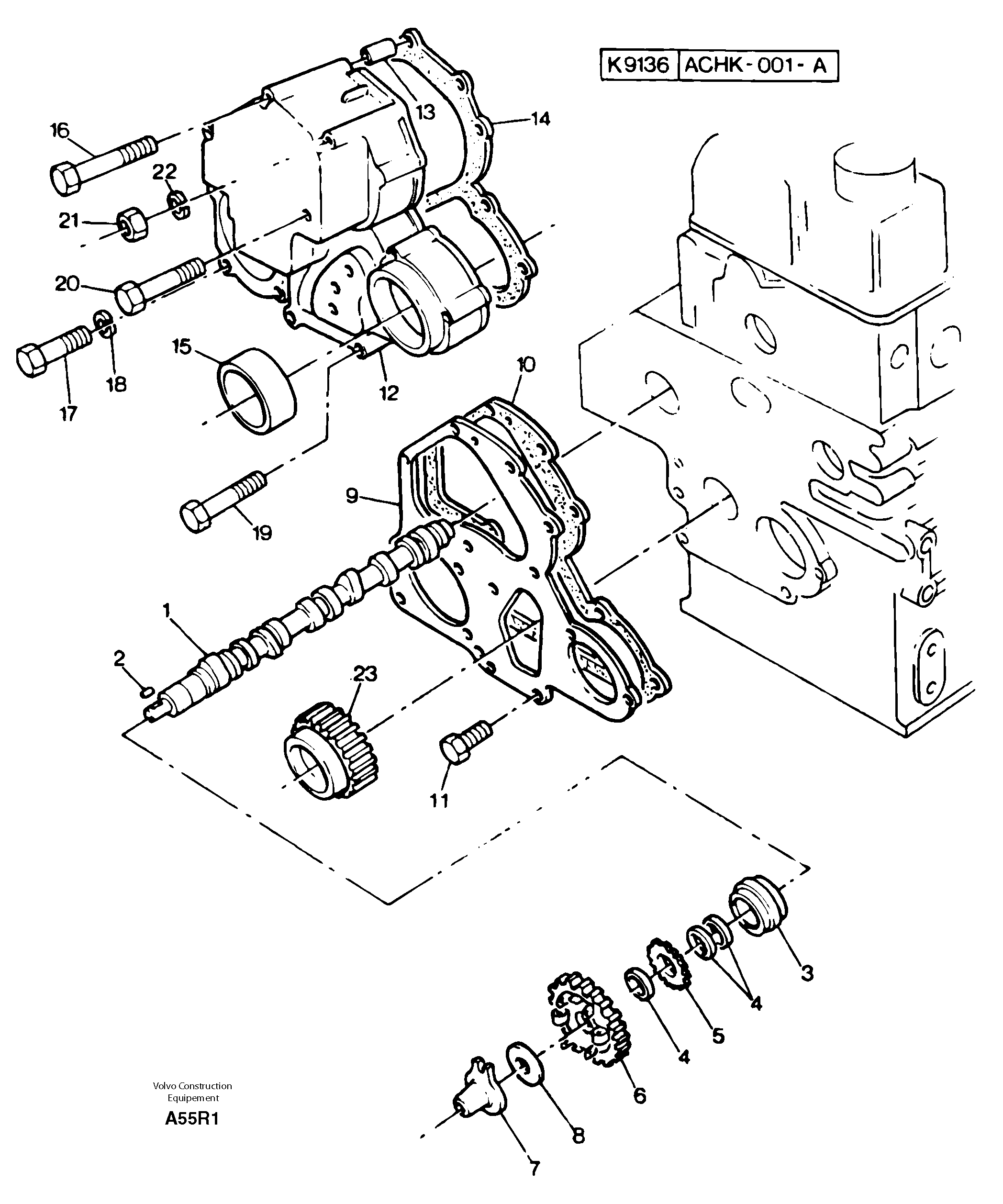 Схема запчастей Volvo EC50 - 14541 Timing gear and camshaft EC50 TYPE 247