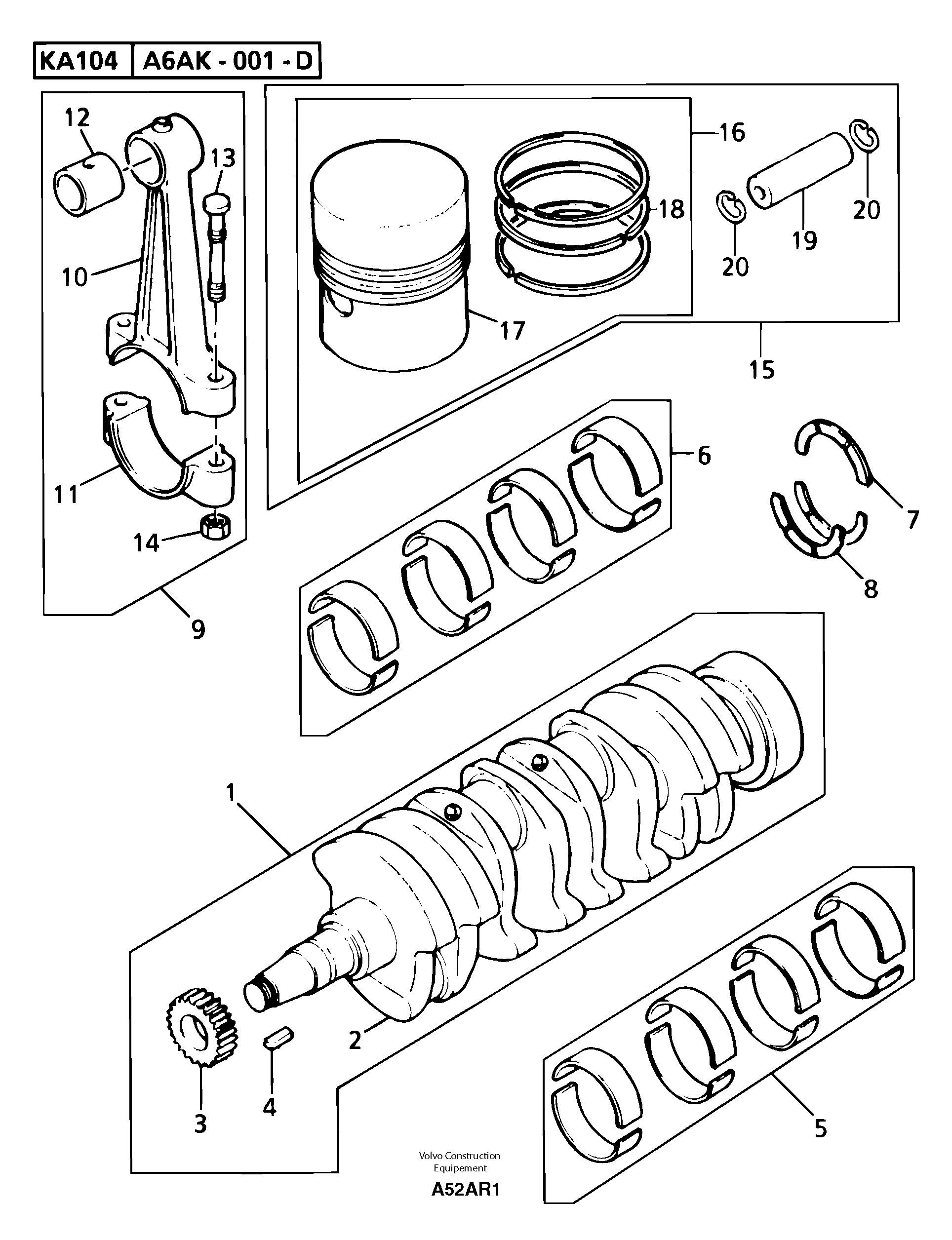 Схема запчастей Volvo EC50 - 101757 Crankshaft , pistons and connecting rods EC50 TYPE 247