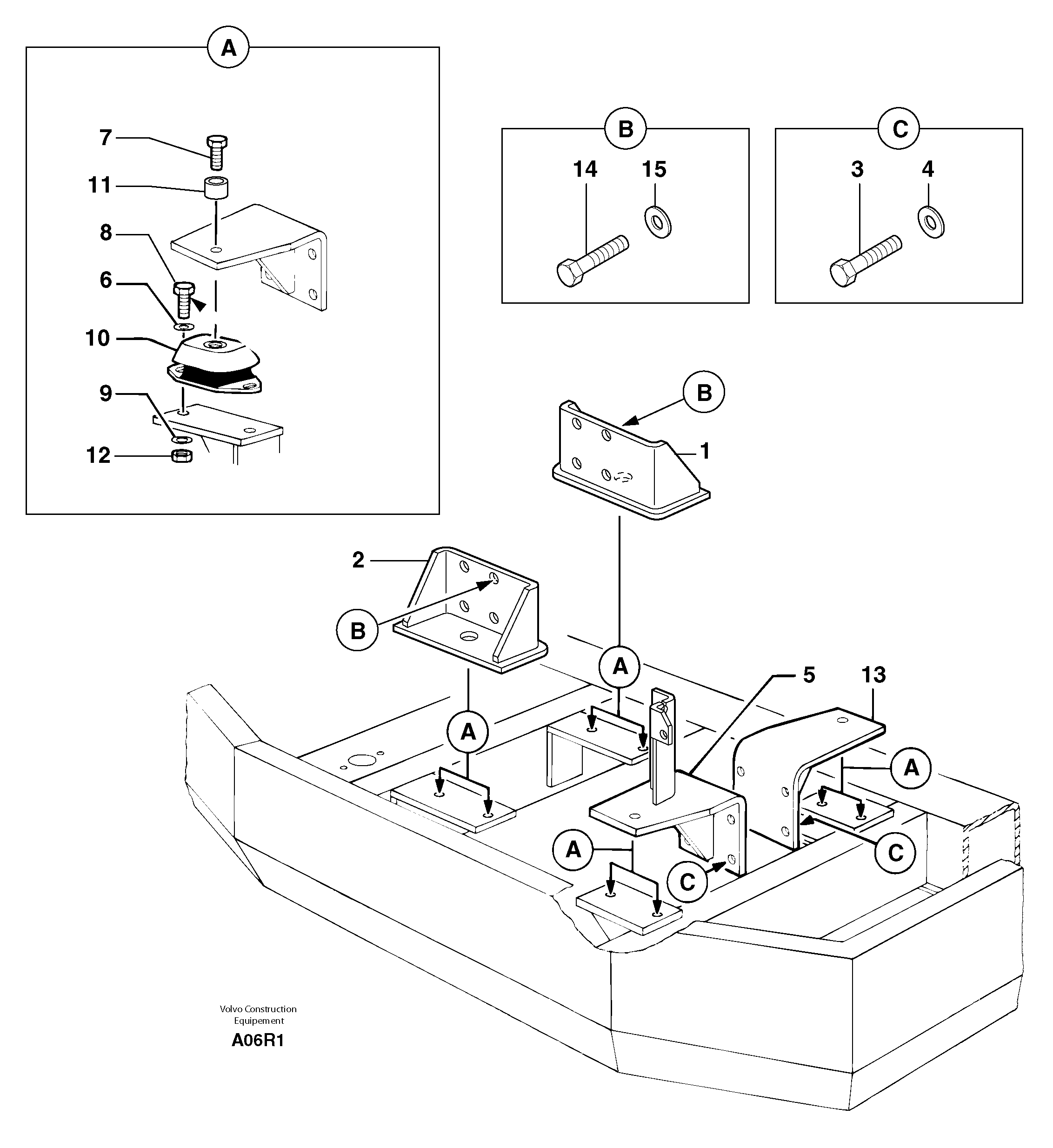 Схема запчастей Volvo EC50 - 14548 Engine mounts EC50 TYPE 247