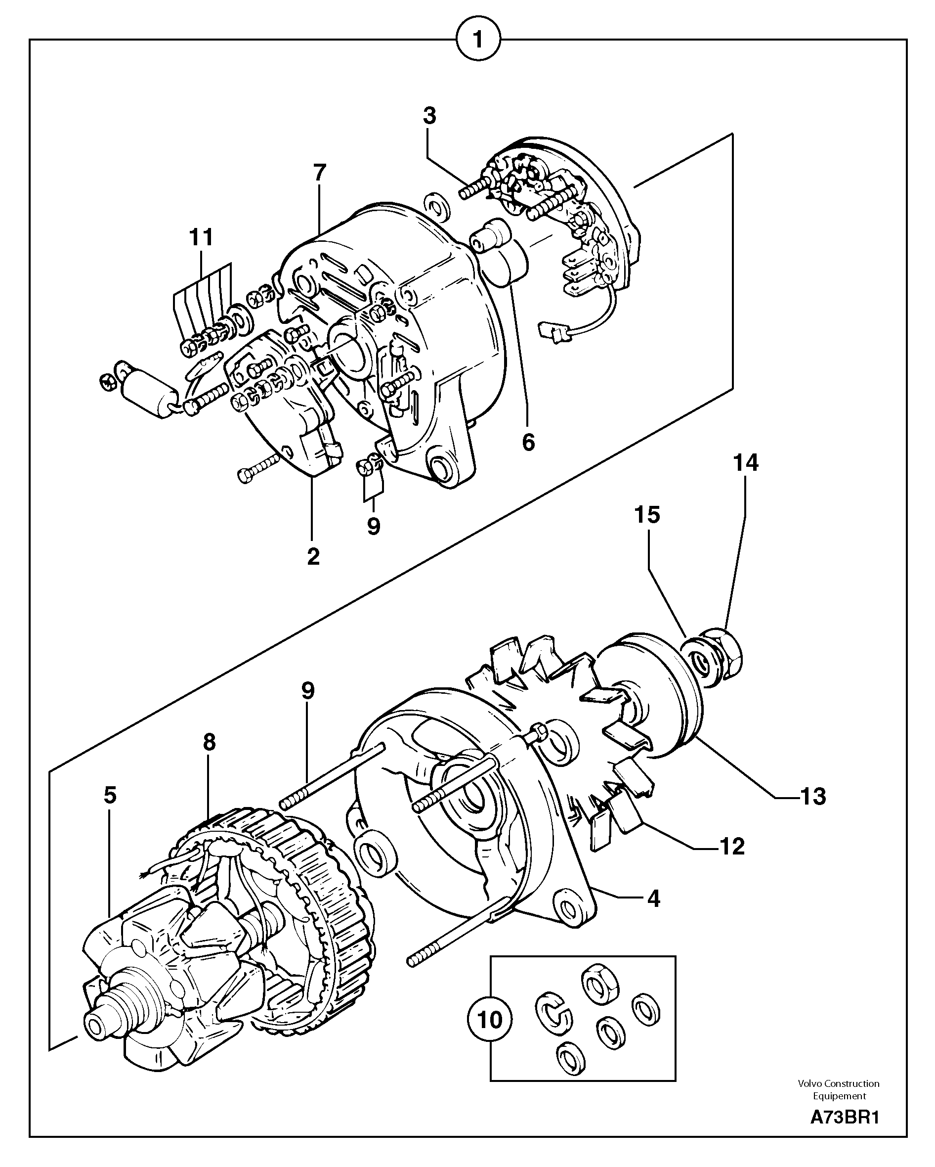 Схема запчастей Volvo EC50 - 6447 Alternator EC50VV TYPE 247