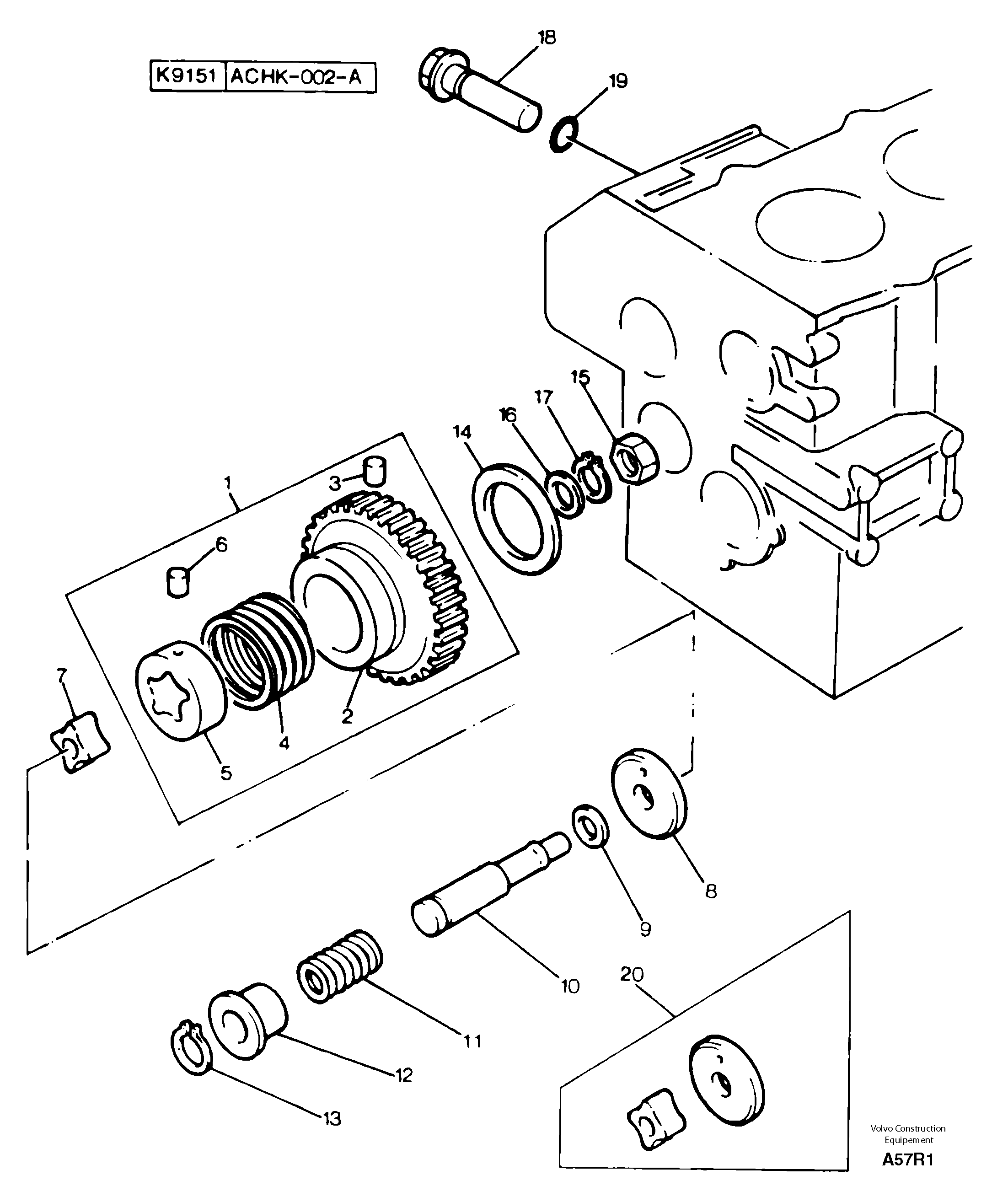 Схема запчастей Volvo EC50 - 14550 Lubrication oil pump and discharge valve EC50 TYPE 247