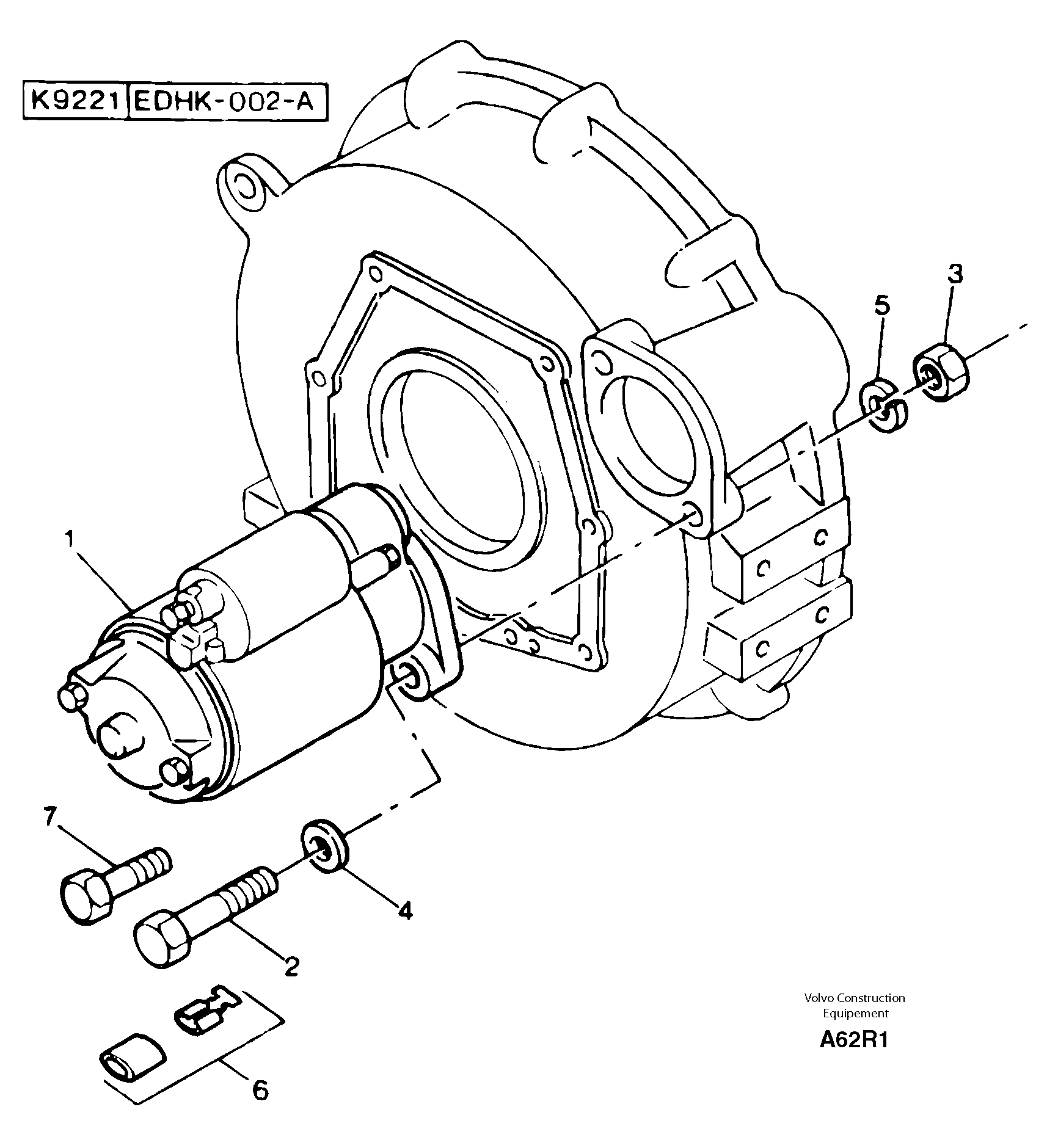 Схема запчастей Volvo EC50 - 6448 Starter motor installation EC50VV TYPE 247