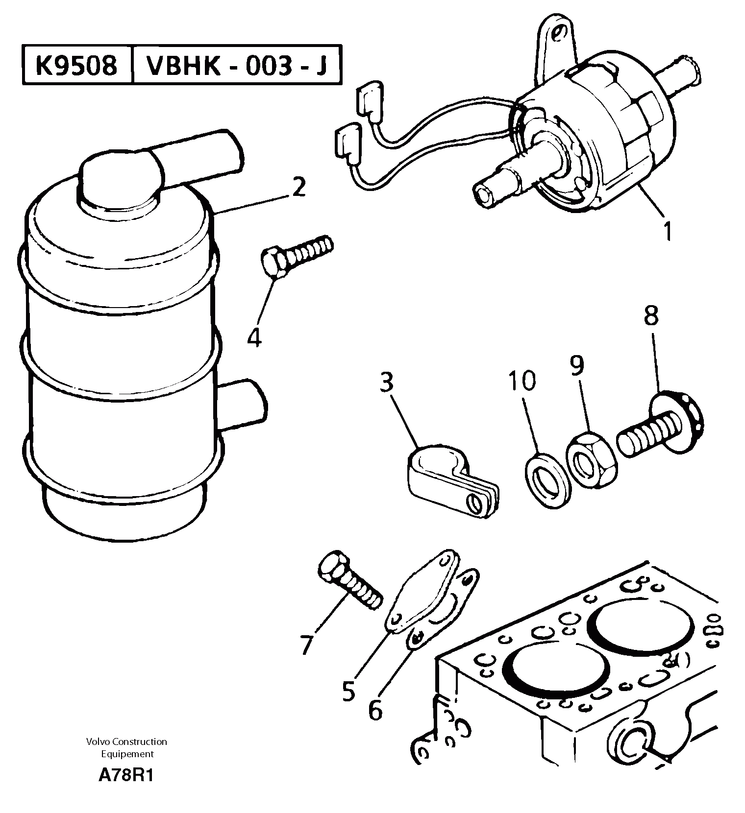 Схема запчастей Volvo EC50 - 14553 Low pressure fuel system EC50 TYPE 247