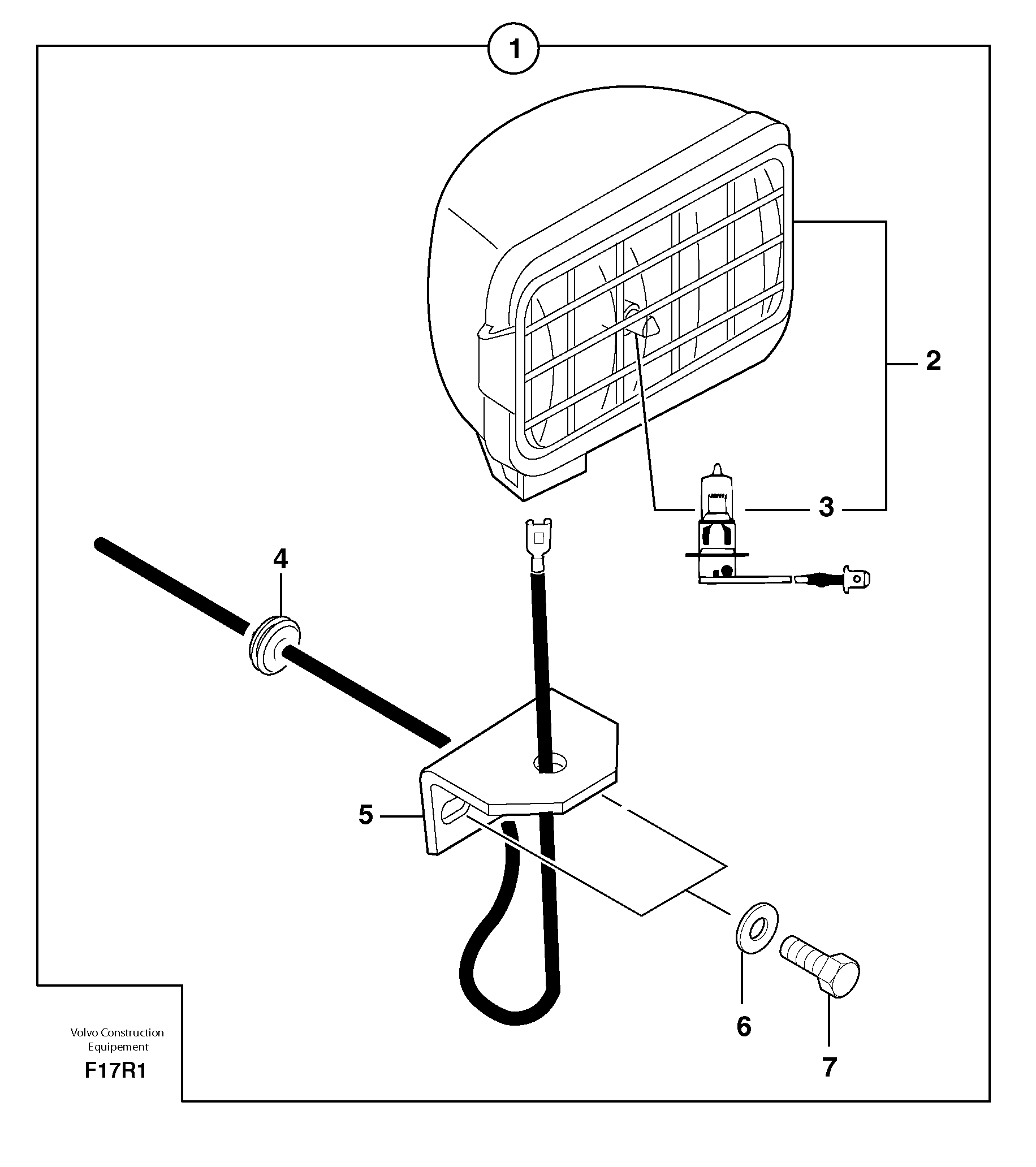 Схема запчастей Volvo EC50 - 6451 Rear headlight on cab EC50VV TYPE 247