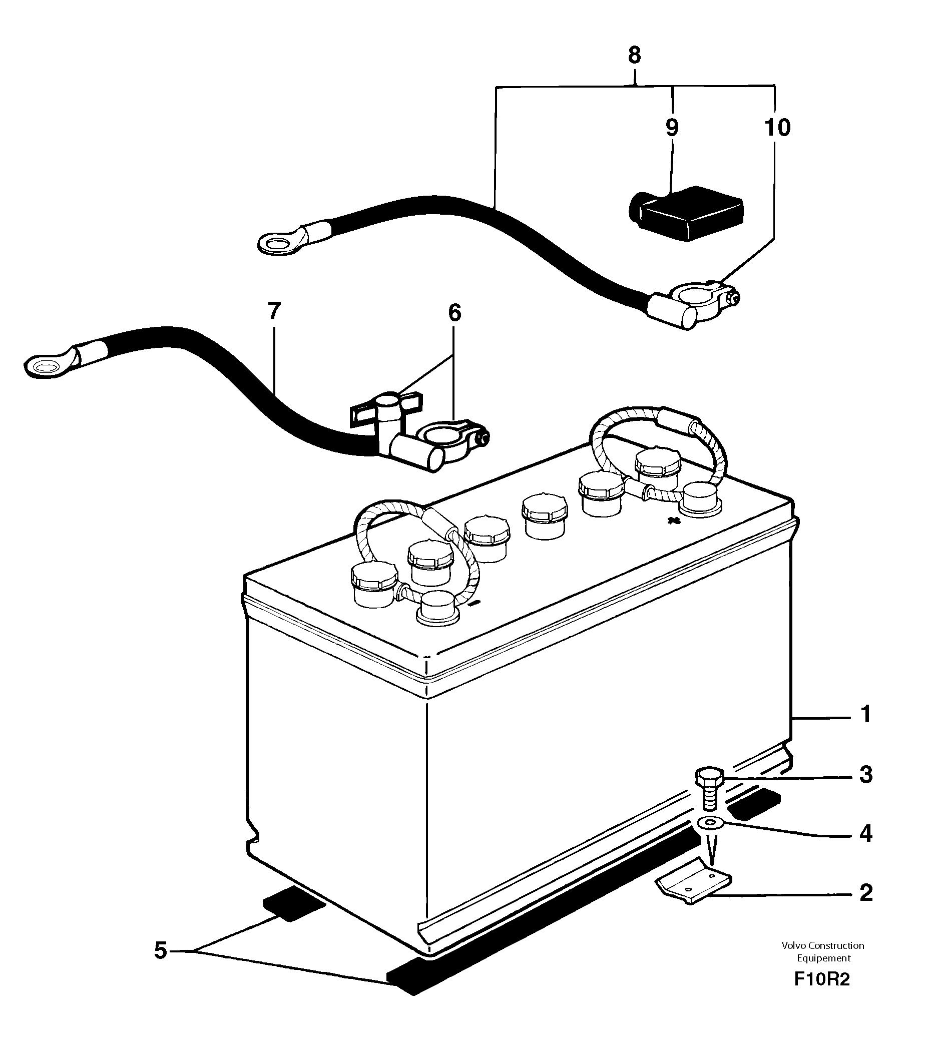 Схема запчастей Volvo EC50 - 6456 Battery installation / with Puma EC50VV TYPE 247