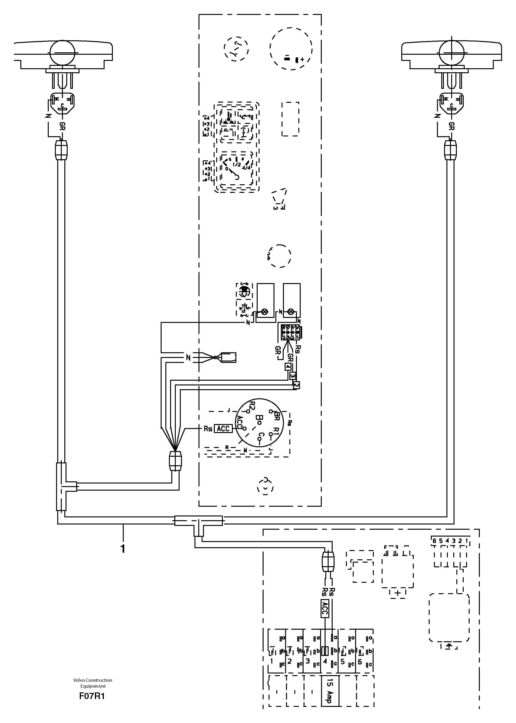 Схема запчастей Volvo EC50 - 6458 Electrical system ( front headlight ) EC50VV TYPE 247