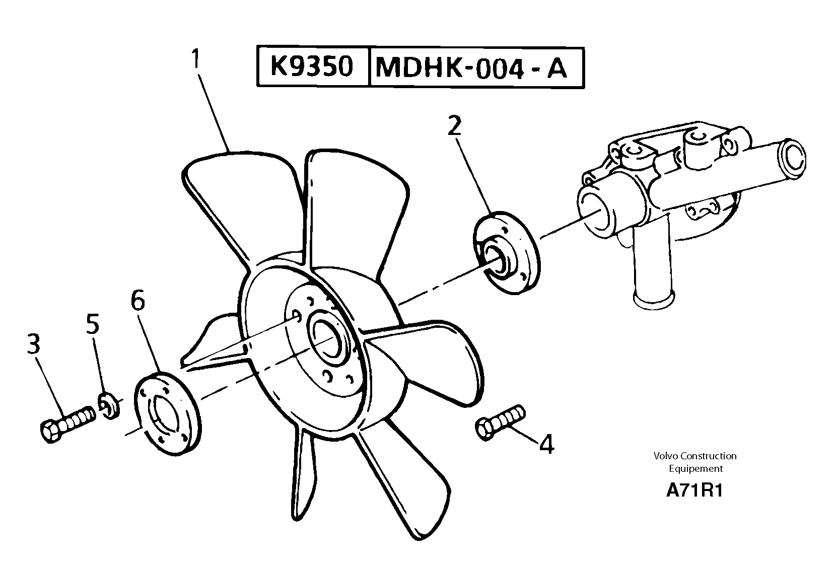 Схема запчастей Volvo EC50 - 8670 Fan and spacer EC50 TYPE 247