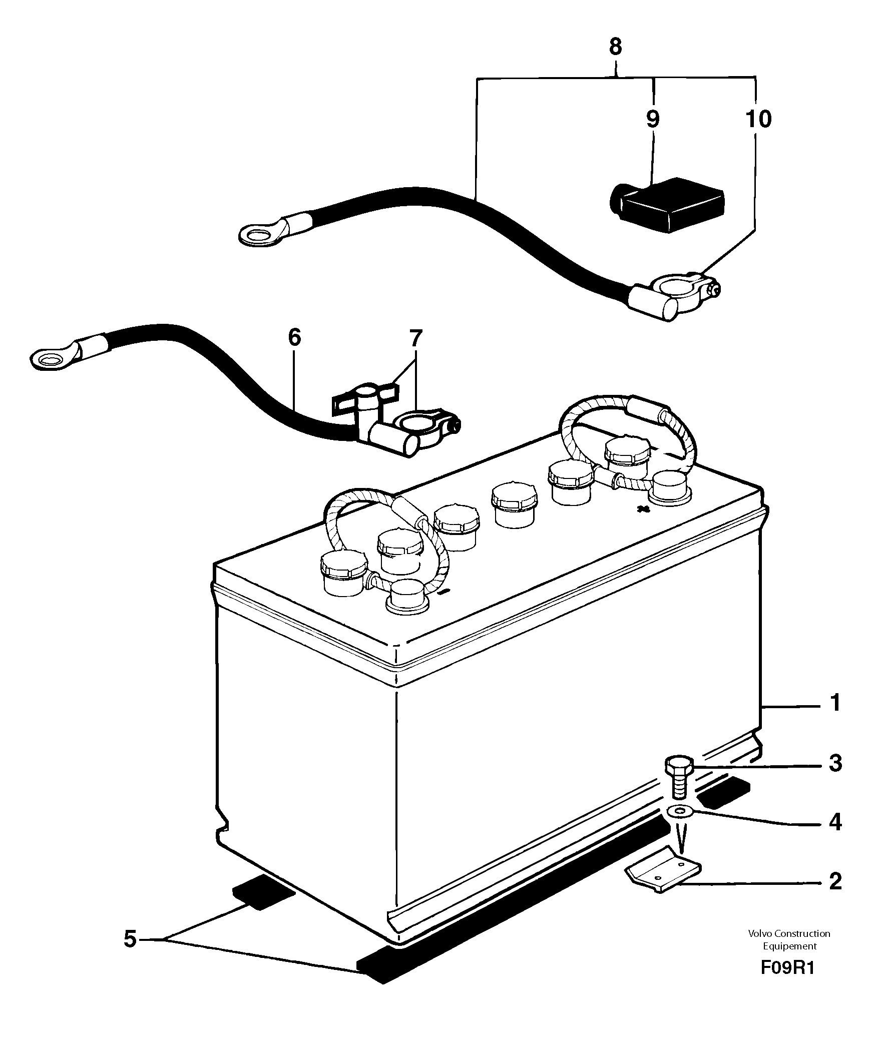 Схема запчастей Volvo EC50 - 8688 Battery installation / without Puma EC50 TYPE 247