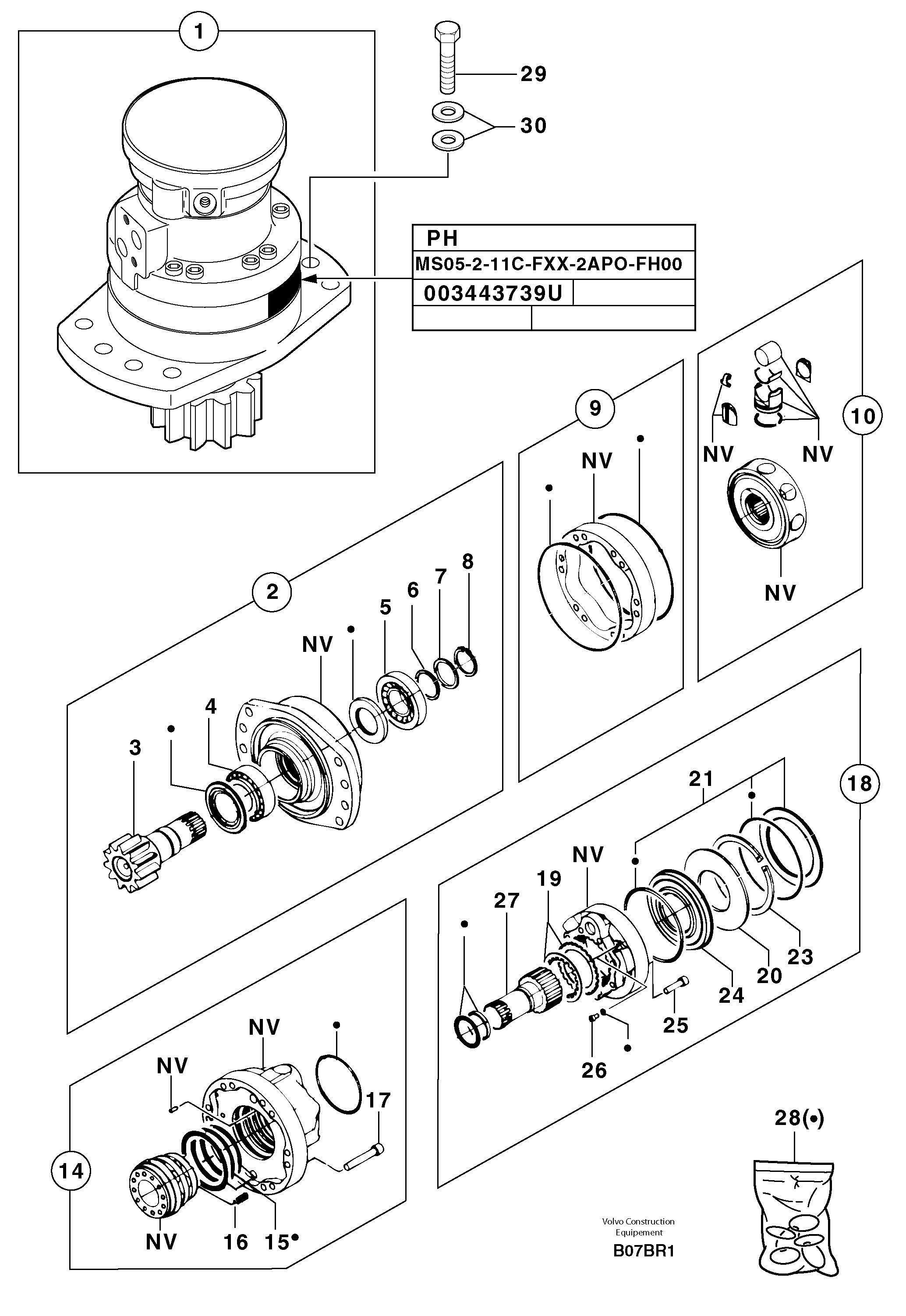 Схема запчастей Volvo EC50 - 37905 Slewing gear motor EC50 TYPE 247