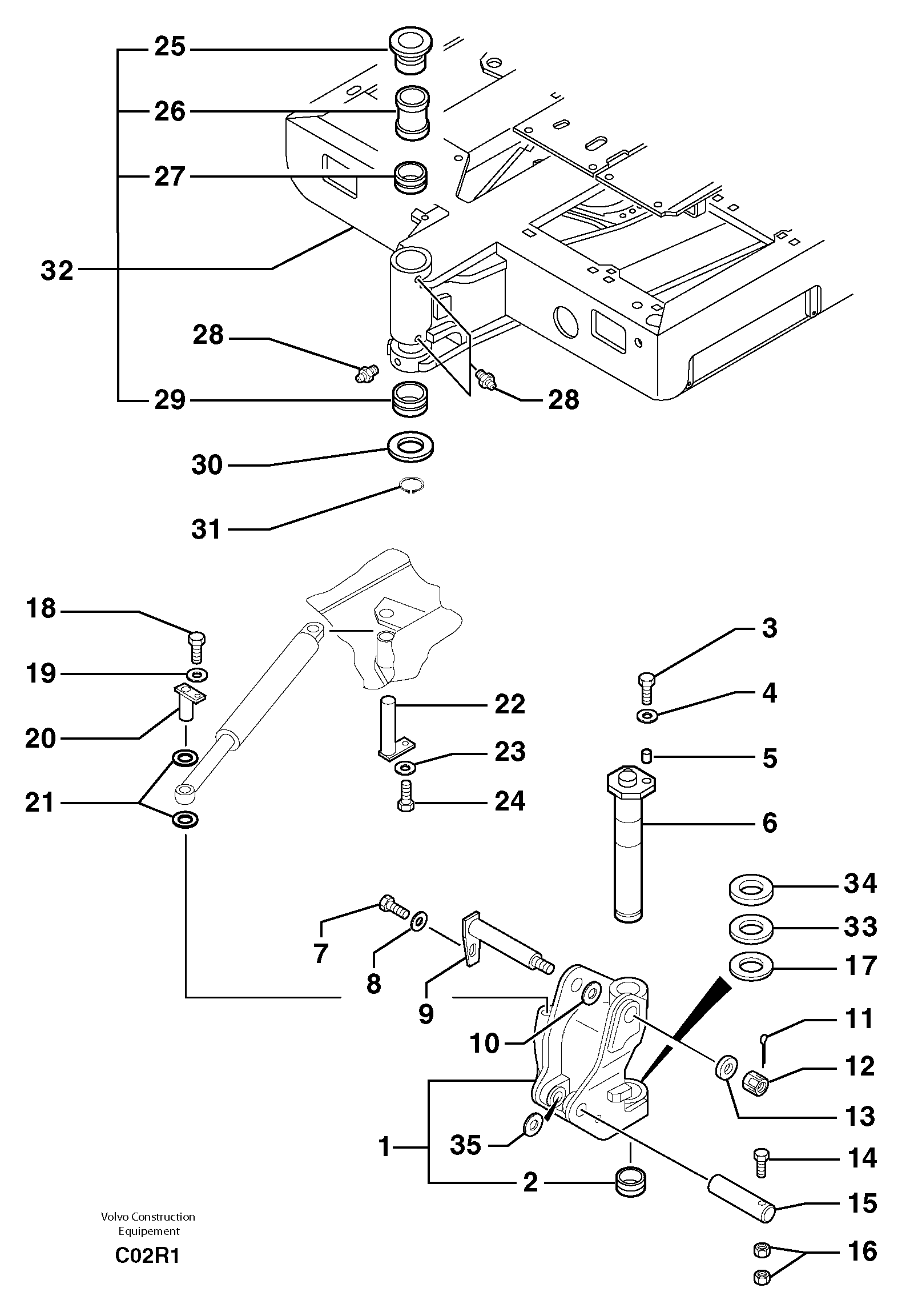 Схема запчастей Volvo EC50 - 38214 Platform / pivot pin EC50 TYPE 247