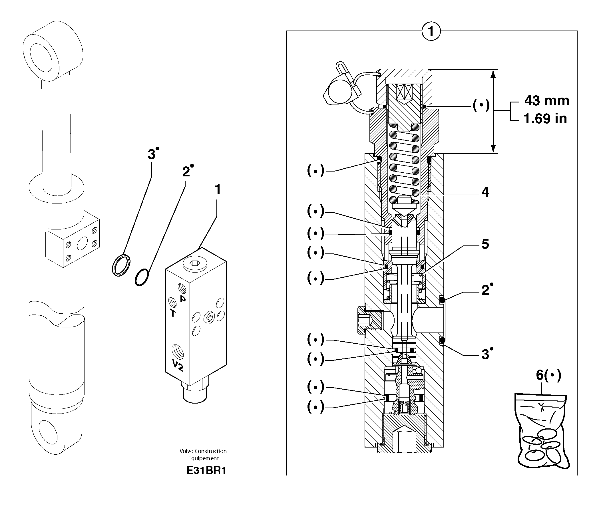 Схема запчастей Volvo EC50 - 7343 Safety valve ( dipper arm cylinder ) EC50VV TYPE 247