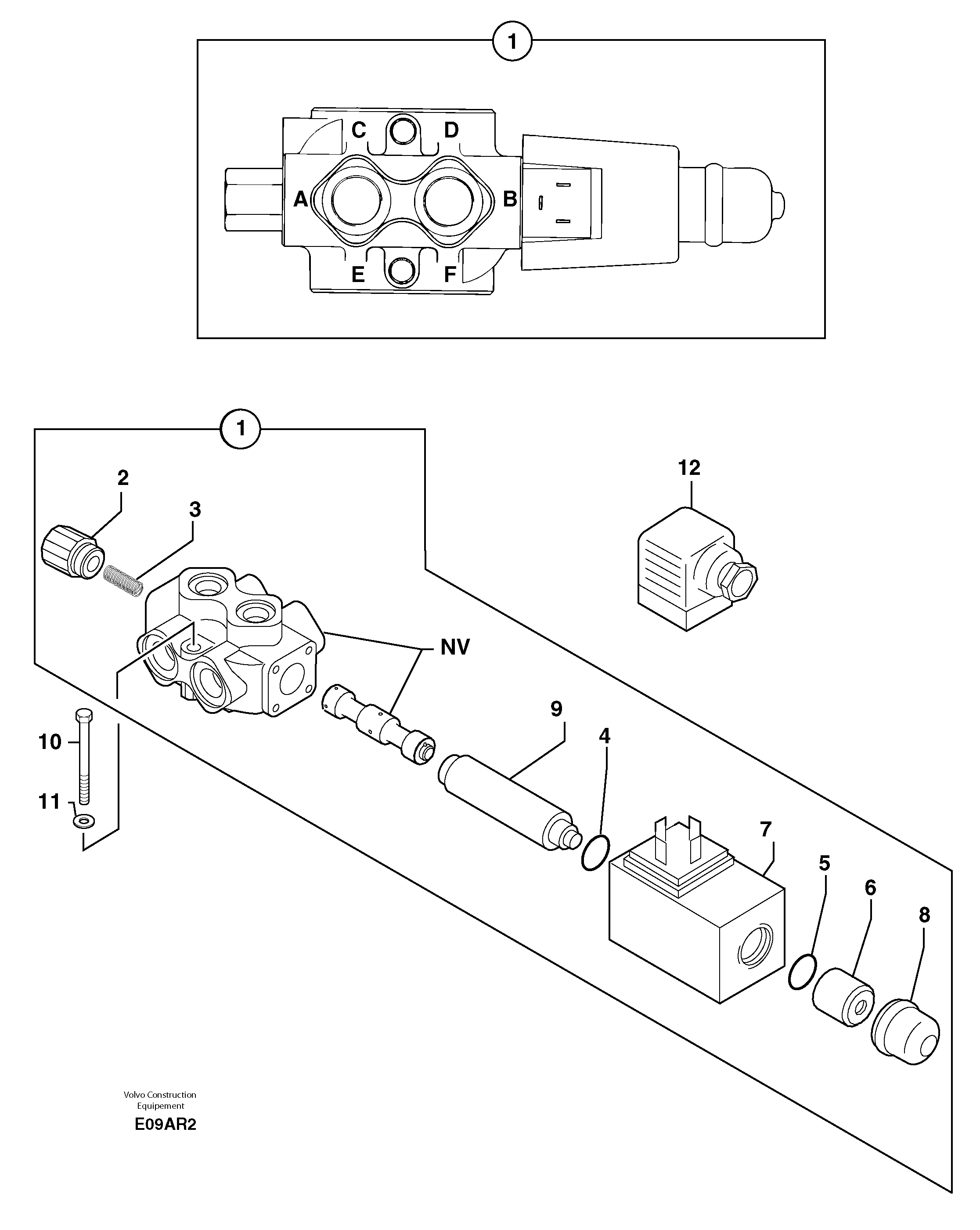 Схема запчастей Volvo EC50 - 7347 Slewing-offset selector switch ( for valve ) EC50VV TYPE 247