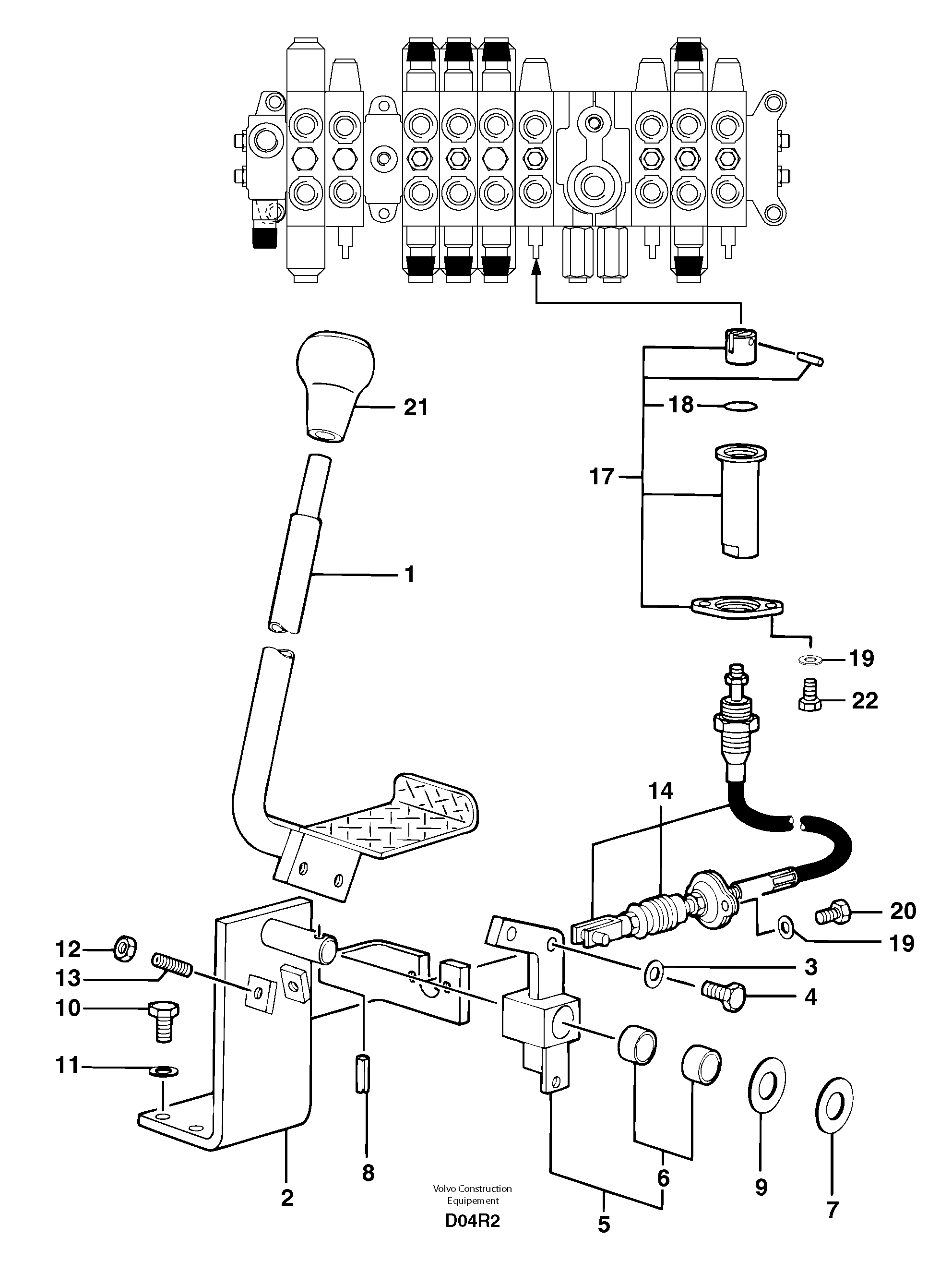 Схема запчастей Volvo EC50 - 7349 Control lever : travelling ( left ) EC50VV TYPE 247