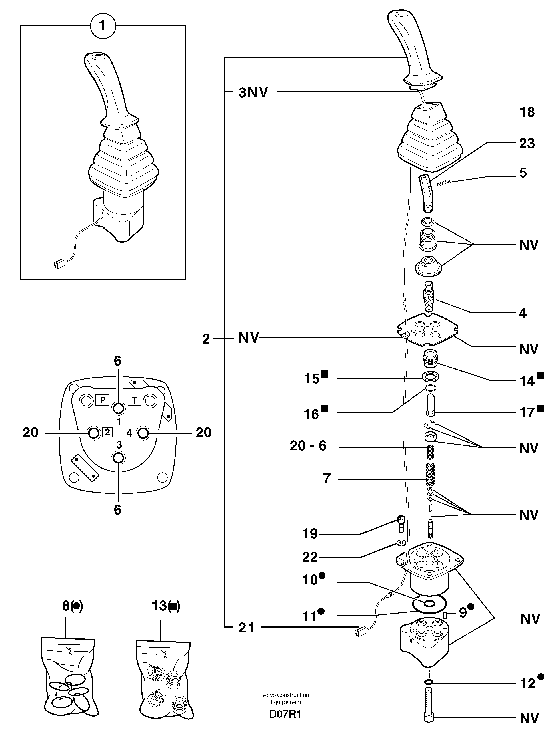 Схема запчастей Volvo EC50 - 7034 Control lever : dipper arm / slewing ( left ) EC50VV TYPE 247