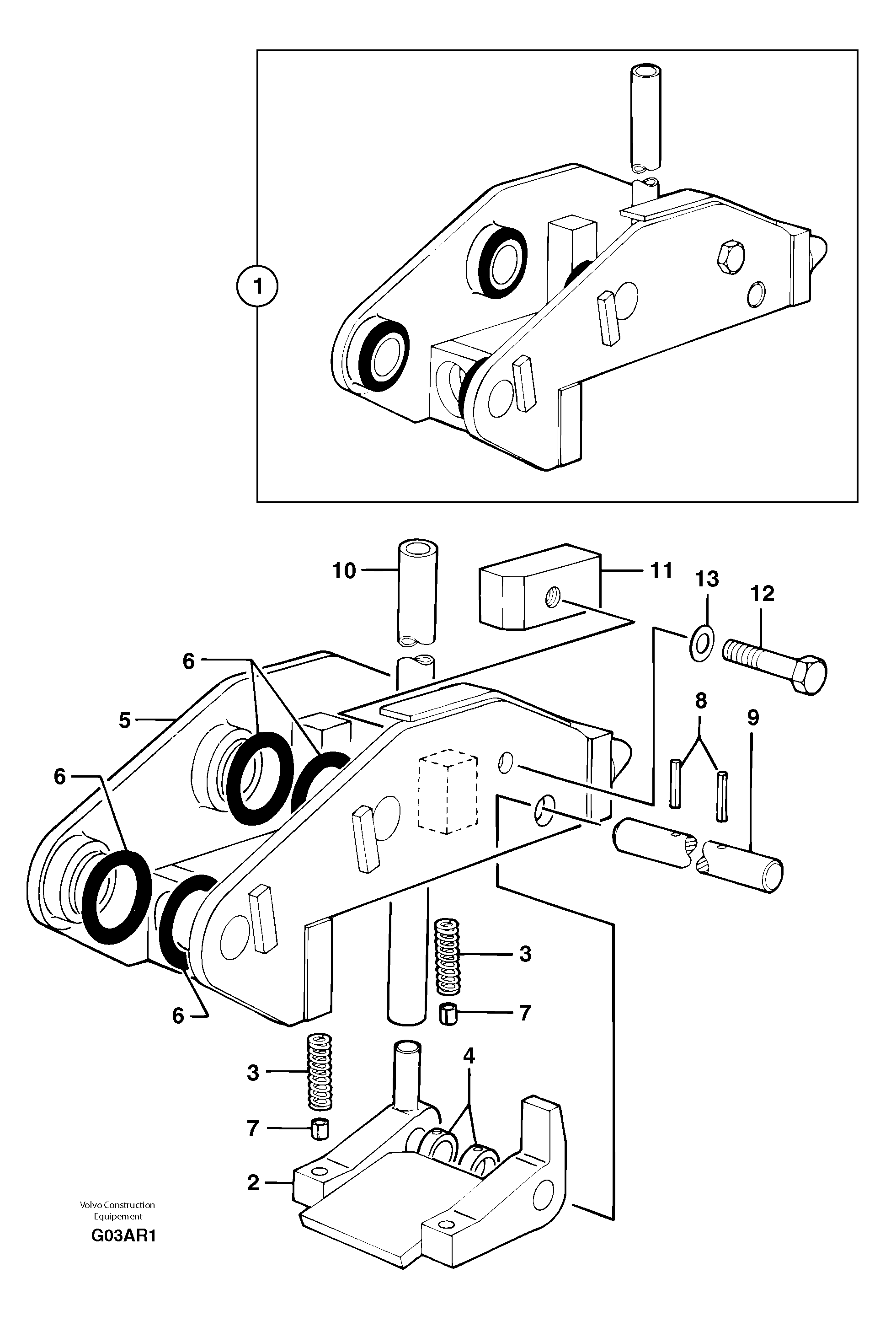 Схема запчастей Volvo EC50 - 104963 Tool holder / mechanical control EC50VV TYPE 247