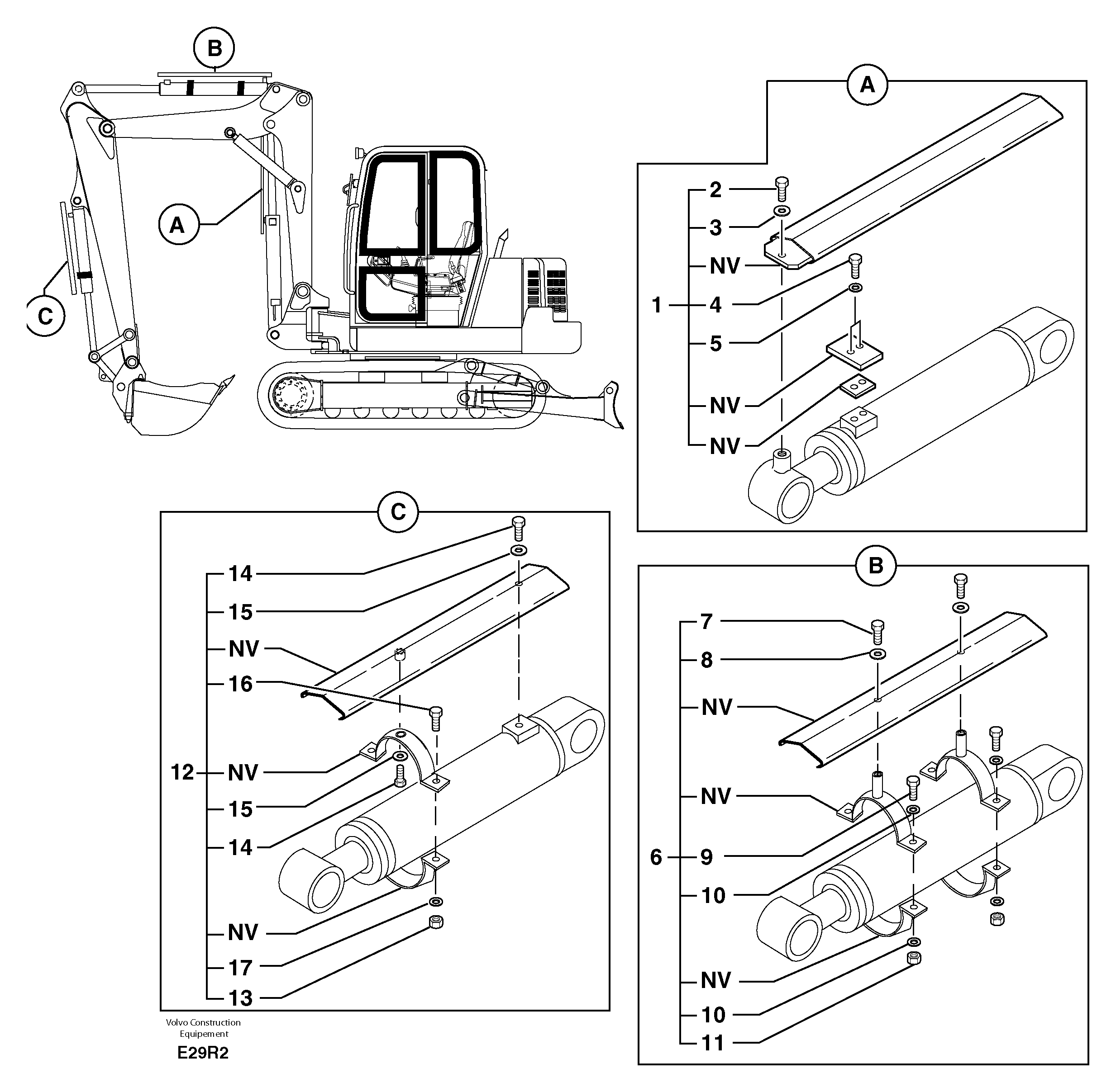 Схема запчастей Volvo EC50 - 7476 Cylinder rod protection EC50VV TYPE 247