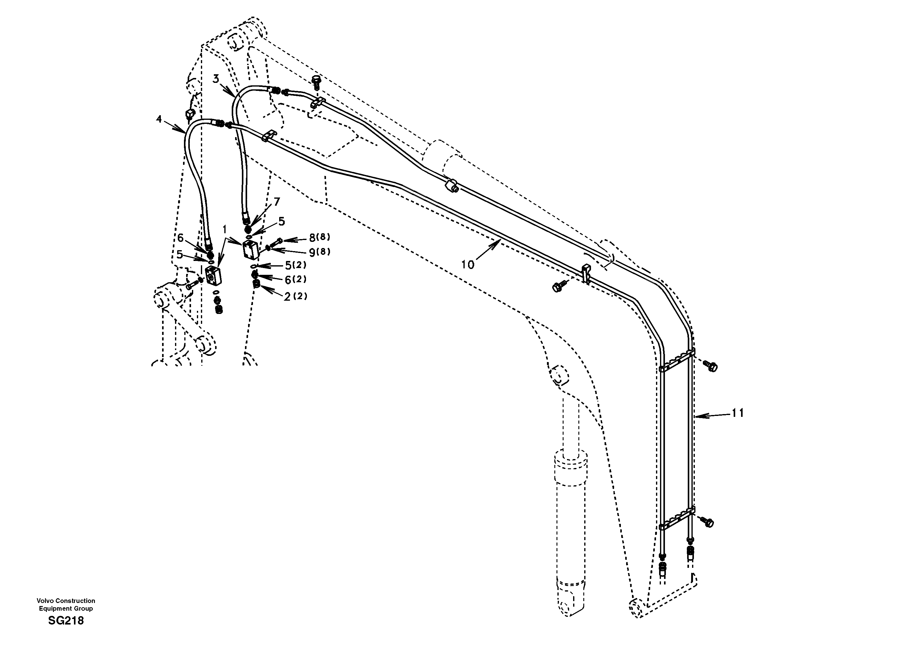 Схема запчастей Volvo EC55 - 40895 Working hydraulic, hammer and shear for boom EC55 SER NO 3001 -