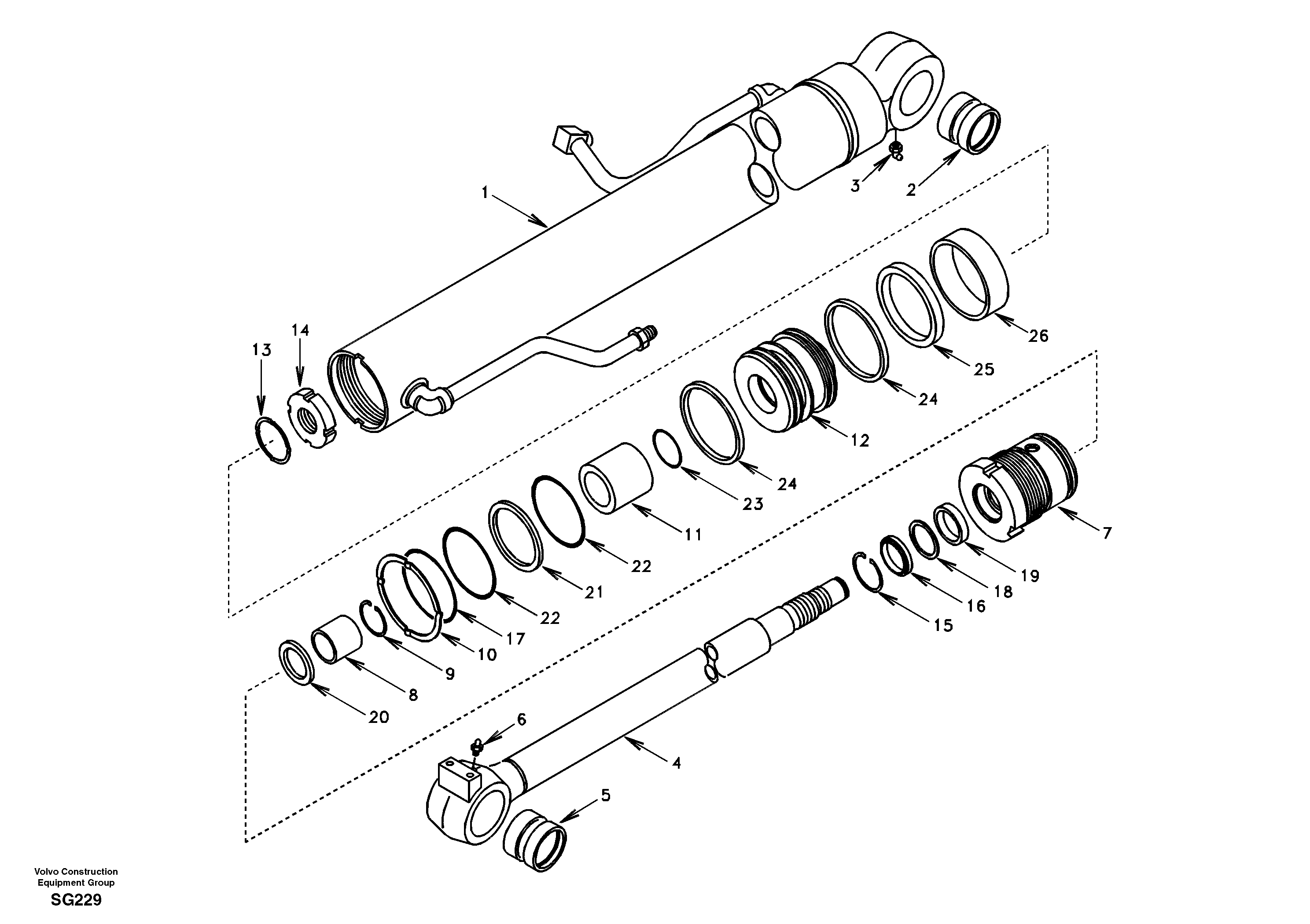 Схема запчастей Volvo EC55 - 54891 Гидроцилиндр стрелы EC55 SER NO 3001 -