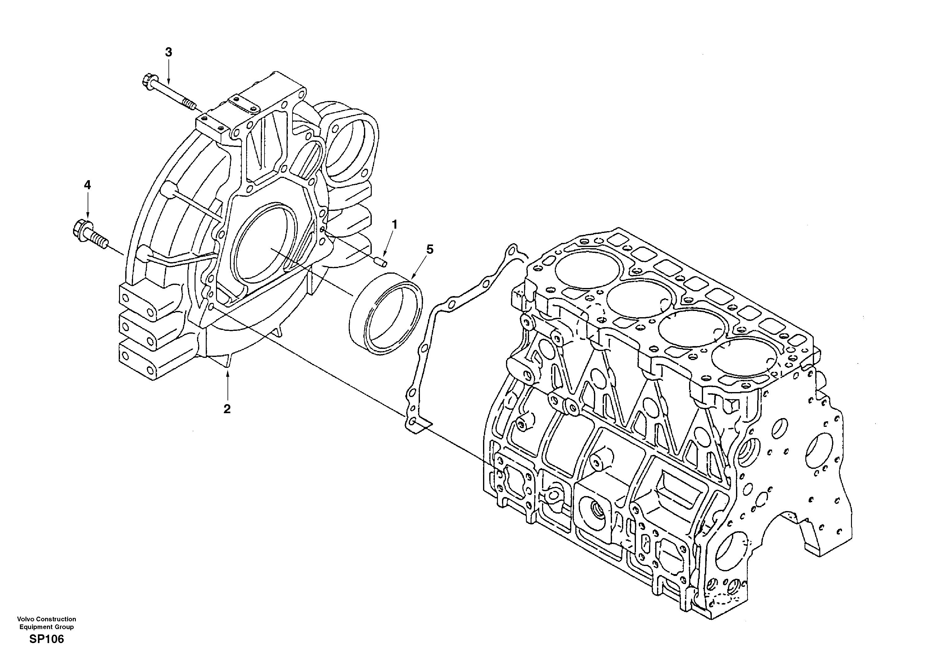 Схема запчастей Volvo EC55 - 774 Картер маховика EC55 SER NO 20001-