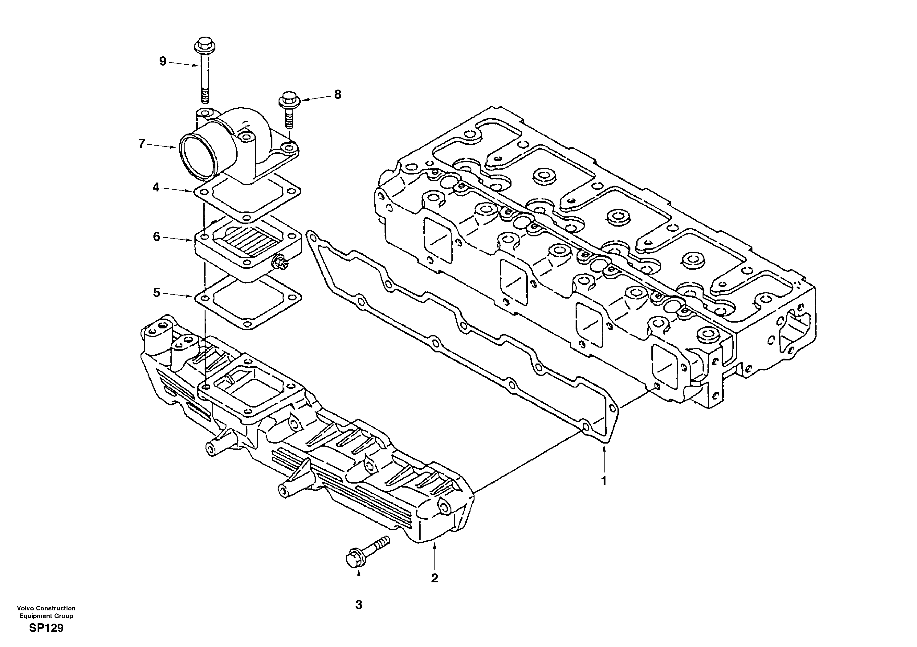 Схема запчастей Volvo EC55 - 25801 Inlet manifold EC55 SER NO 20001-