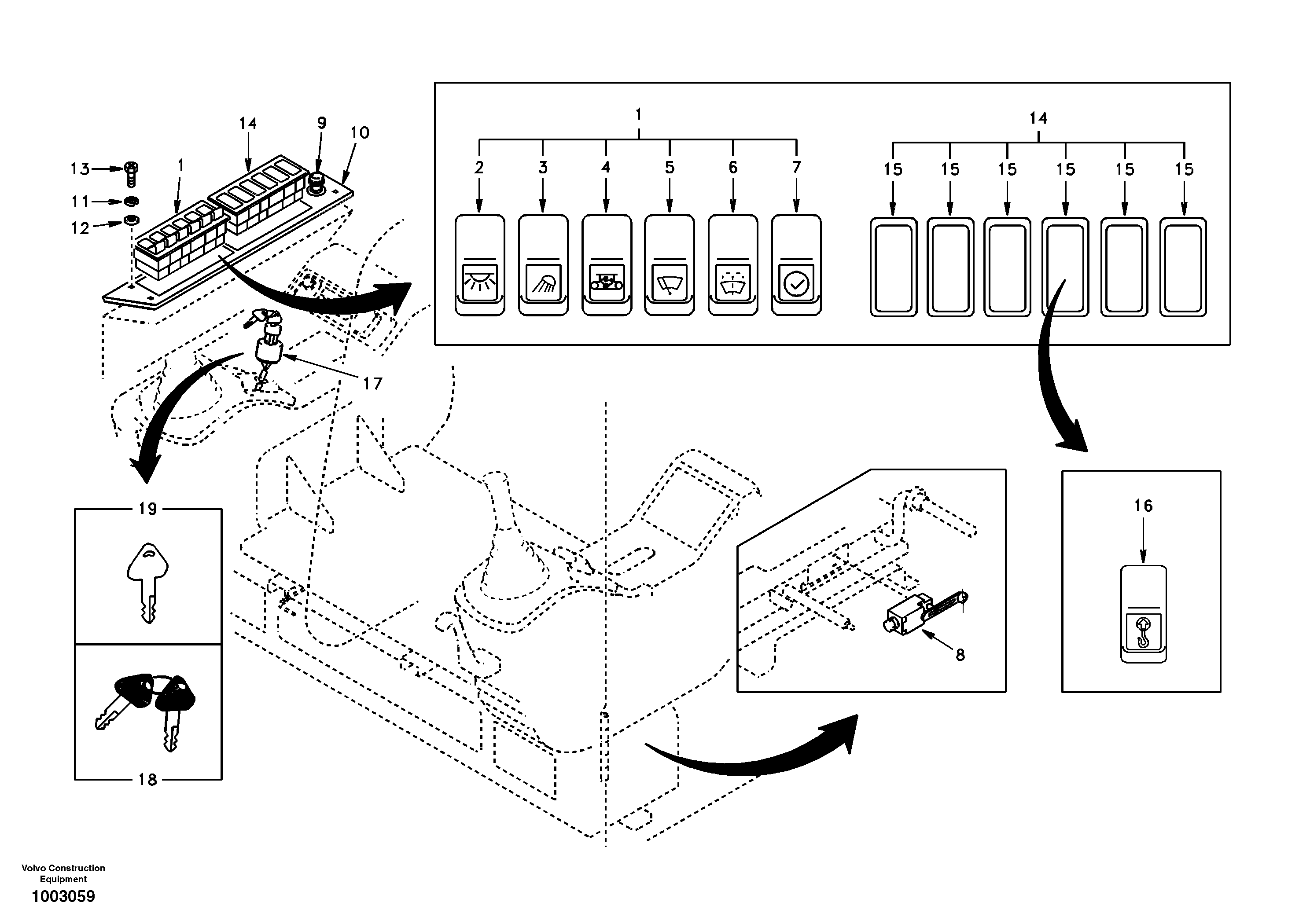 Схема запчастей Volvo EC55 - 29133 Переключатель EC55 SER NO 20001-