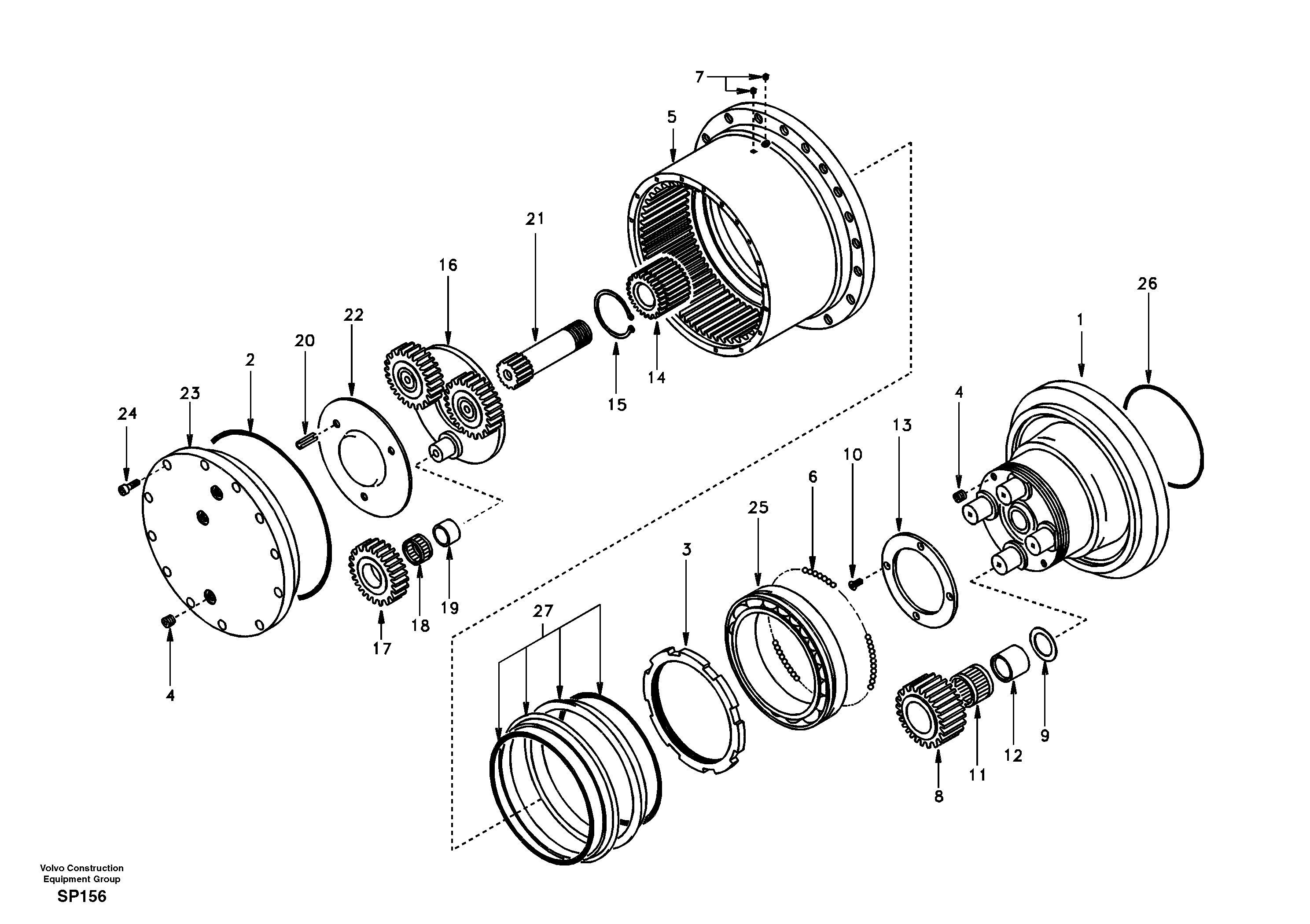 Схема запчастей Volvo EC55 - 96207 Travel gearbox EC55 SER NO 20001-