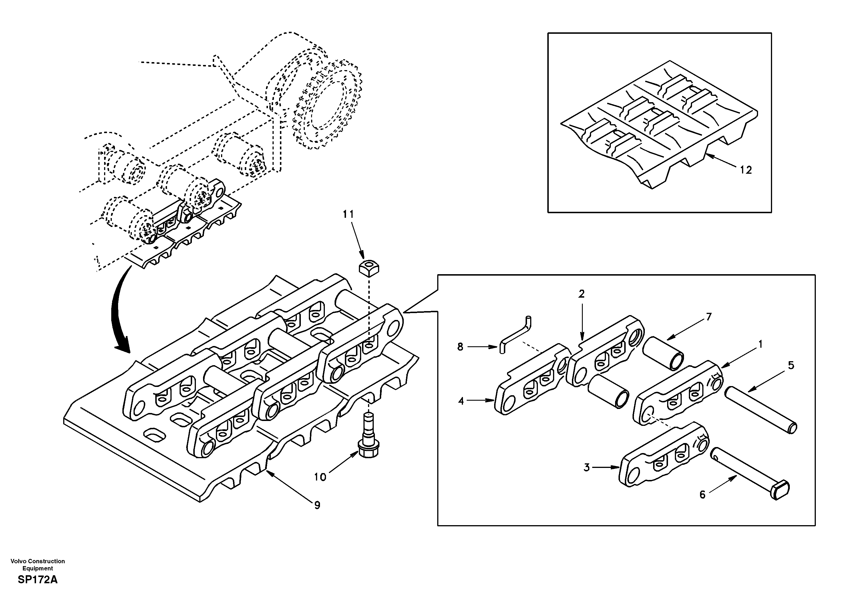 Схема запчастей Volvo EC55 - 39342 Undercarriage, track with shoes EC55 SER NO 20001-