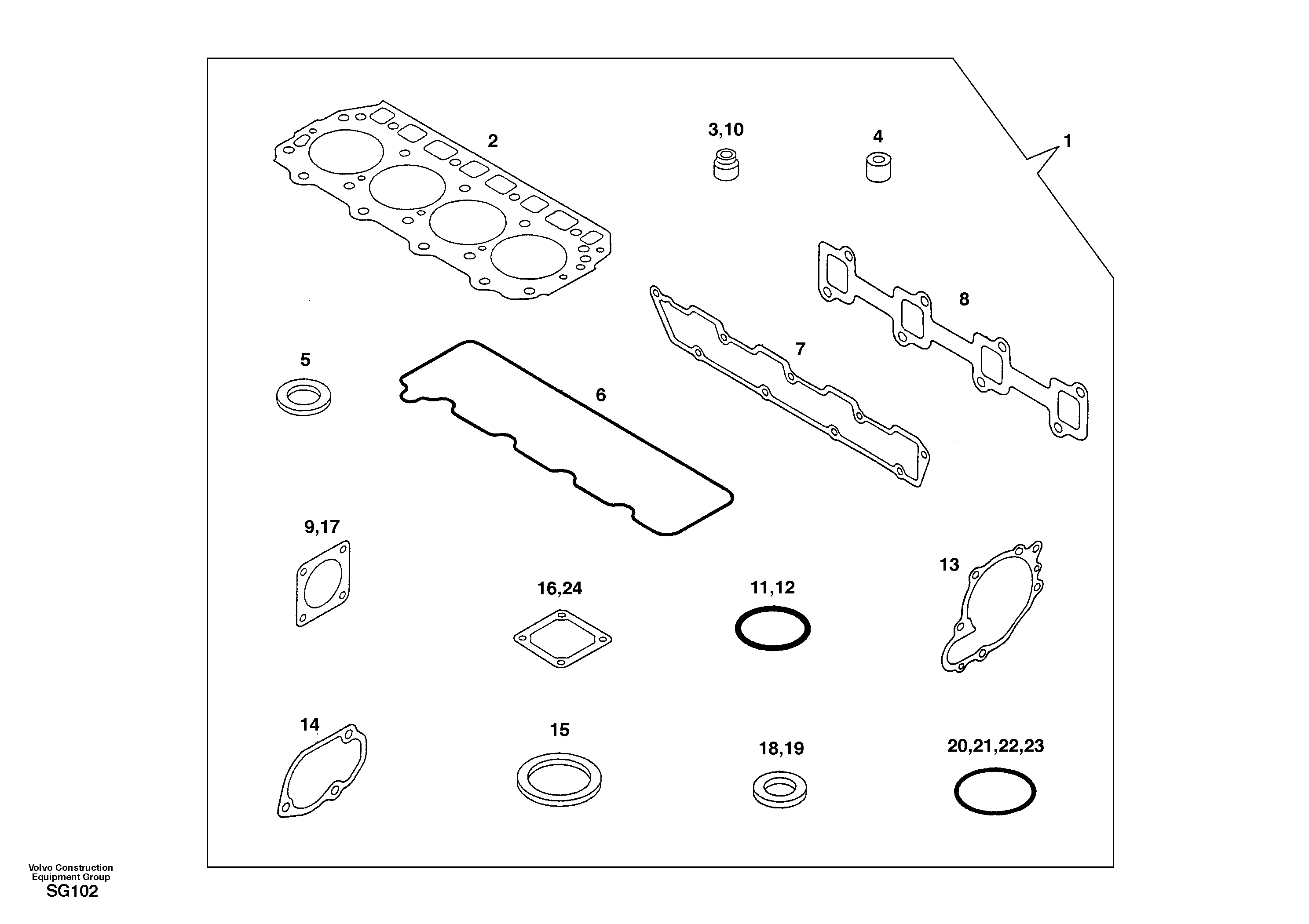 Схема запчастей Volvo EC55 - 60286 Ремкомплект двигателя EC55 SER NO 3001 -