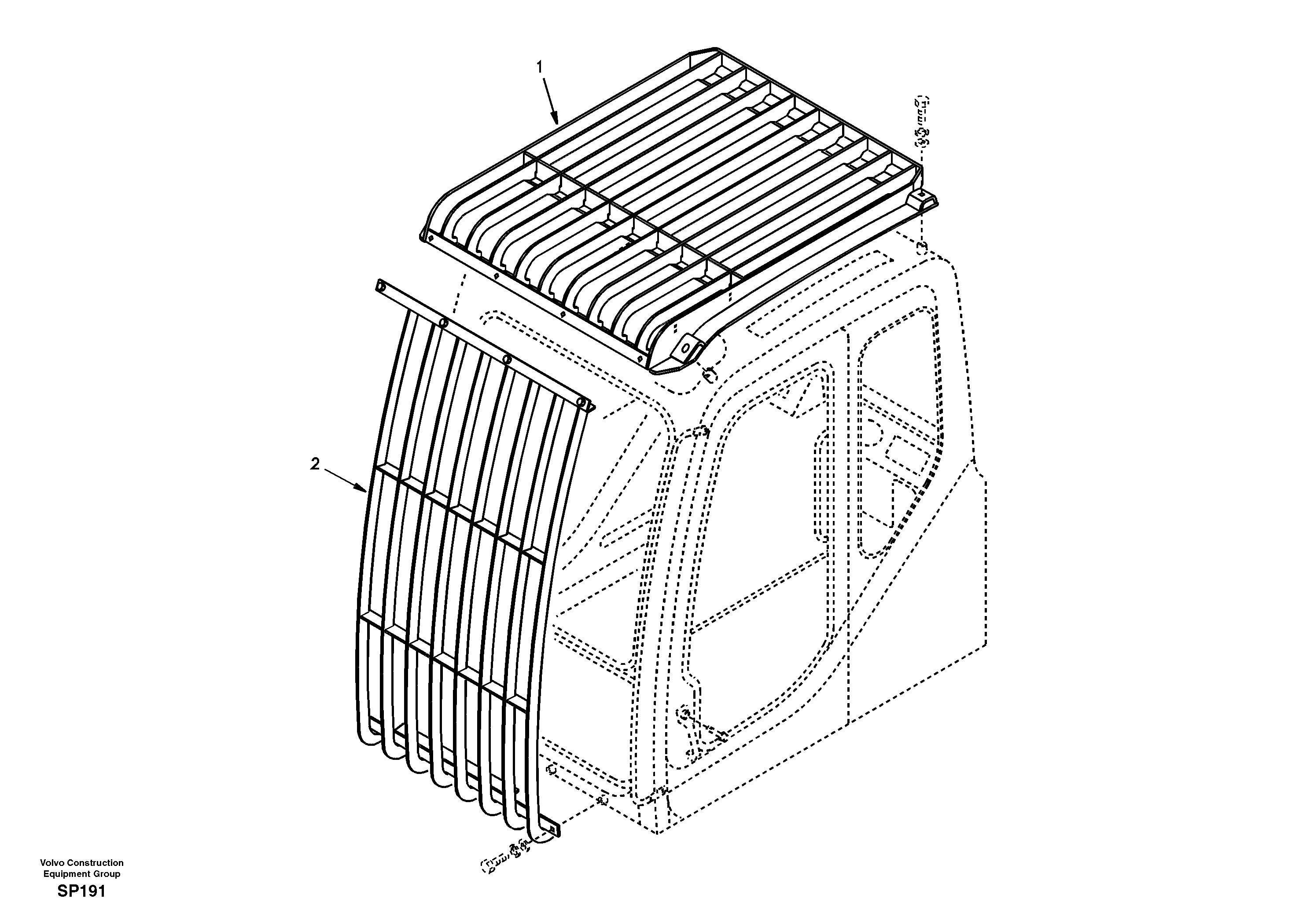 Схема запчастей Volvo EC55 - 11552 Falling object guards EC55 SER NO 20001-