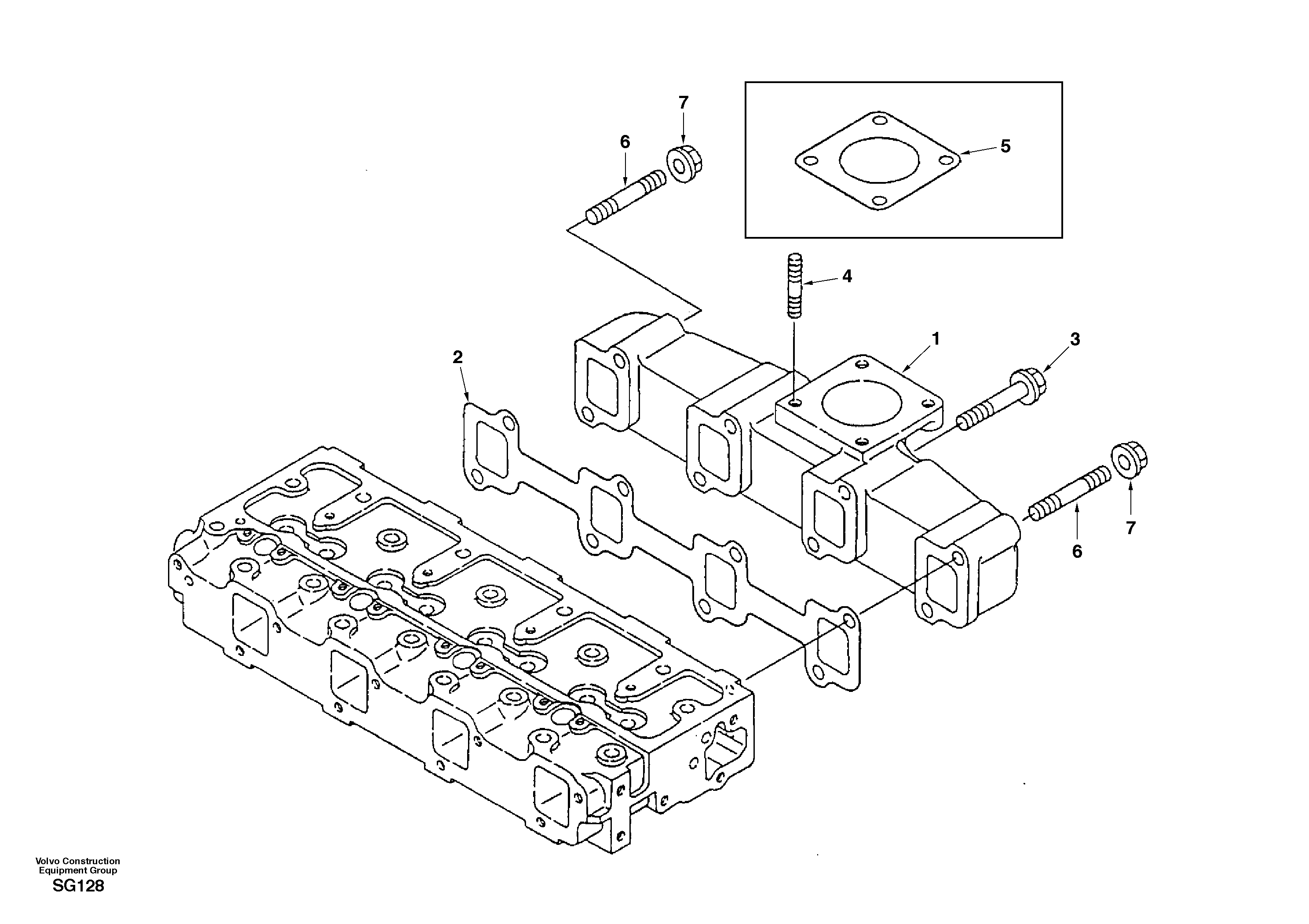 Схема запчастей Volvo EC55 - 39424 Коллектор (труба) выпускной EC55 SER NO 3001 -