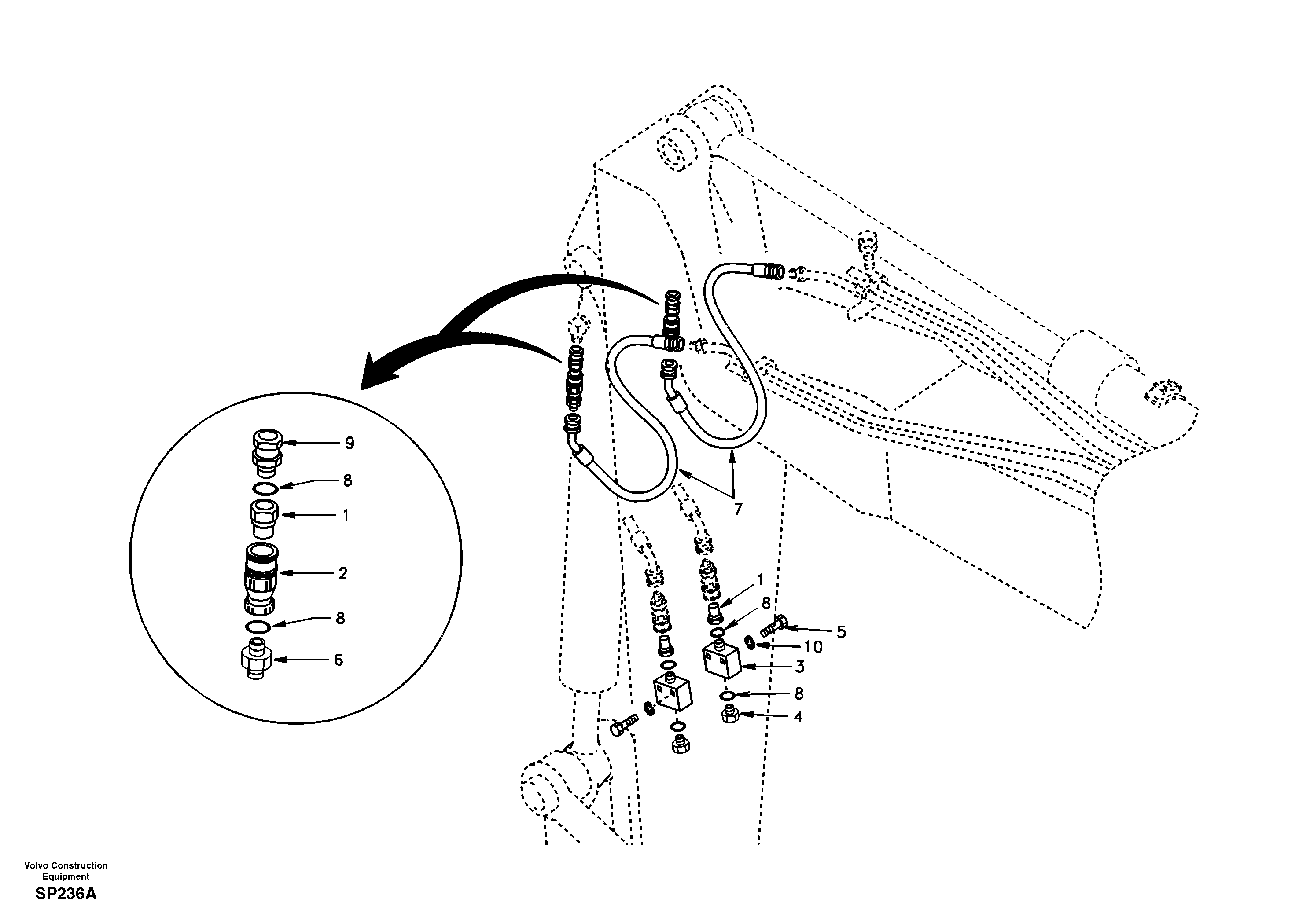 Схема запчастей Volvo EC55 - 96039 Rotator hydraulic, dipper arm EC55 SER NO 20001-