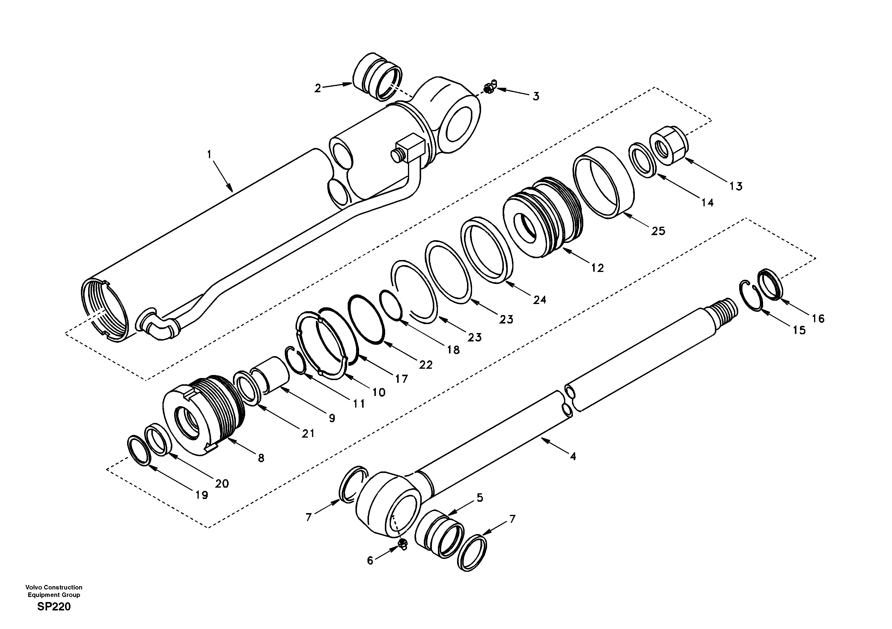 Схема запчастей Volvo EC55 - 17442 Цилиндр ковша EC55 SER NO 20001-