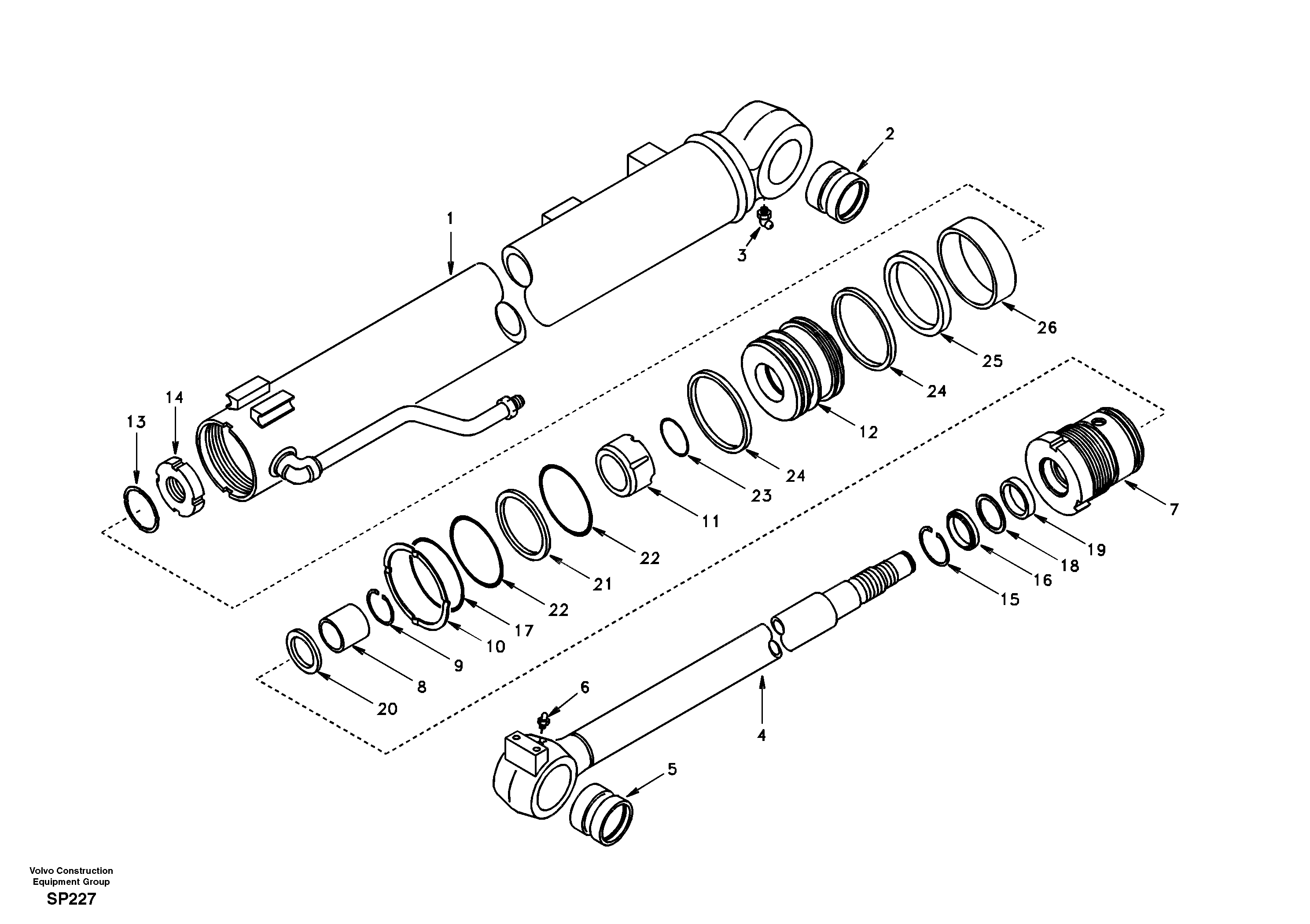 Схема запчастей Volvo EC55 - 54903 Гидроцилиндр стрелы EC55 SER NO 20001-