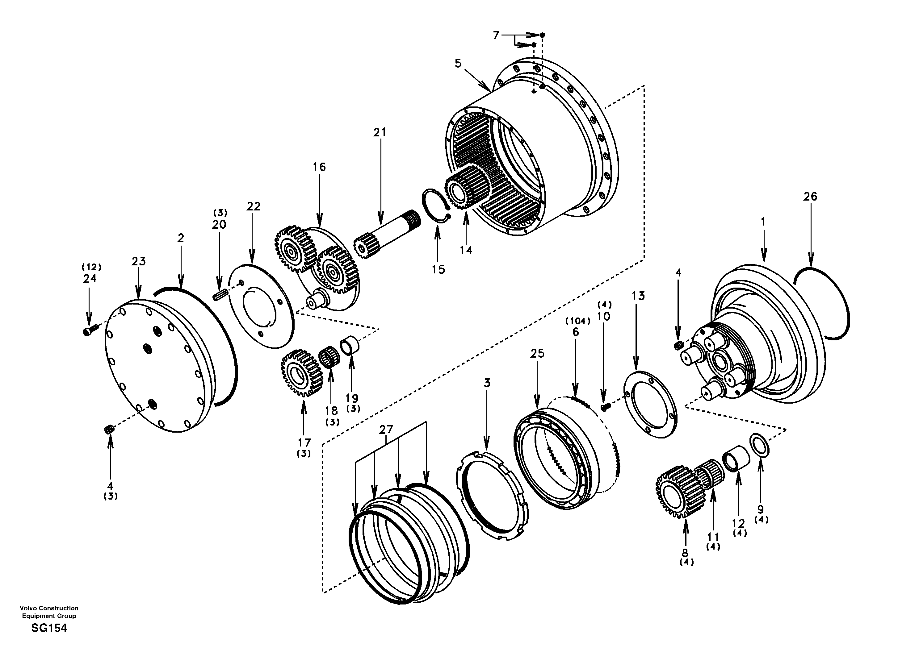 Схема запчастей Volvo EC55 - 95853 Travel gearbox EC55 SER NO 3001 -