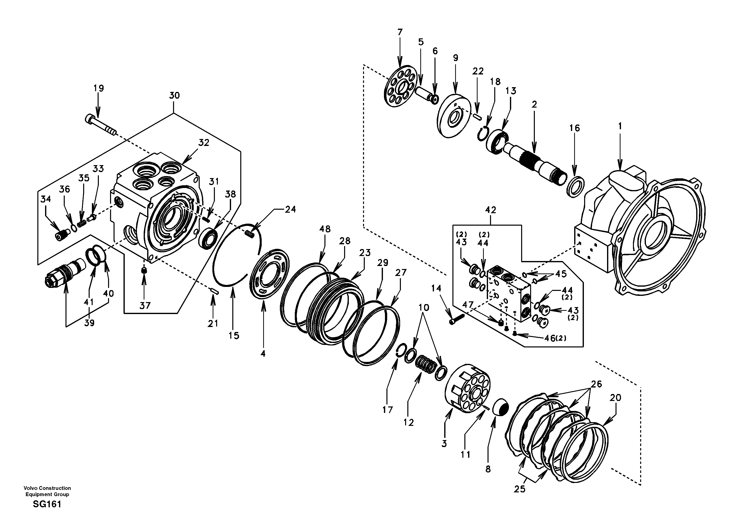 Схема запчастей Volvo EC55 - 18358 Поворотный редуктор (Гидромотор поворота платформы) EC55 SER NO 3001 -