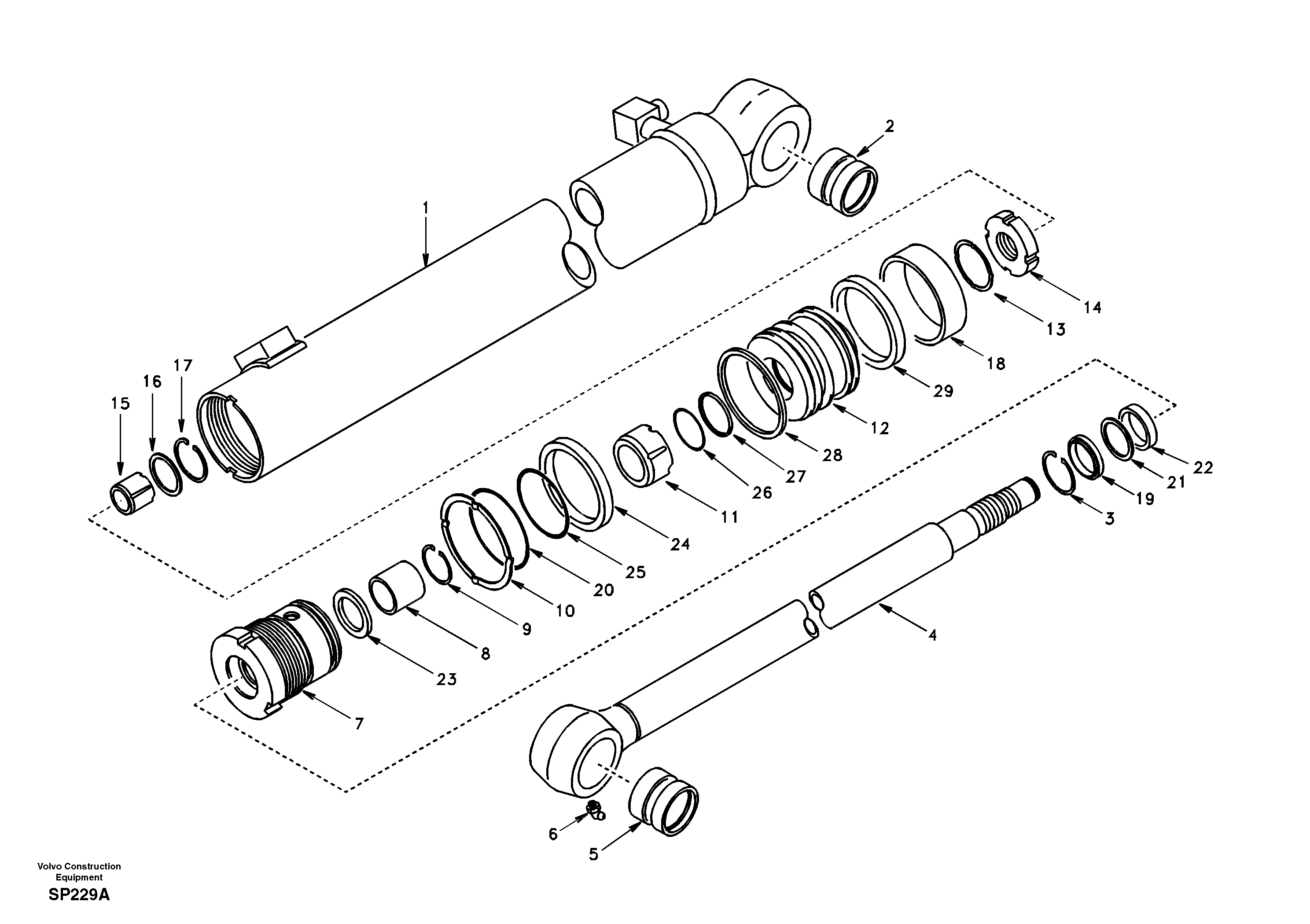 Схема запчастей Volvo EC55 - 42758 Dipper arm cylinder EC55 SER NO 20001-