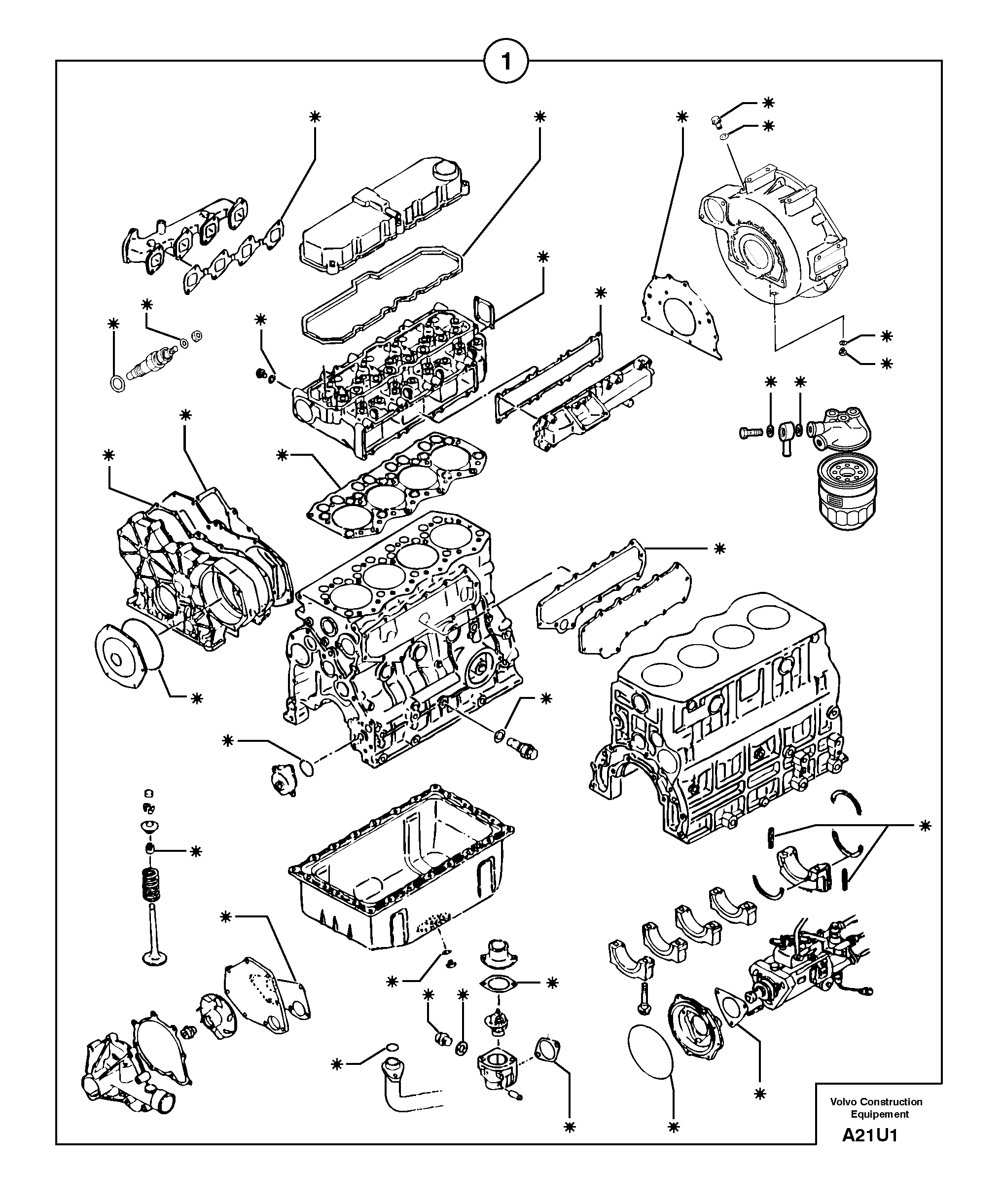 Схема запчастей Volvo EC70 - 52 Engine gasket kit EC70 TYPE 233