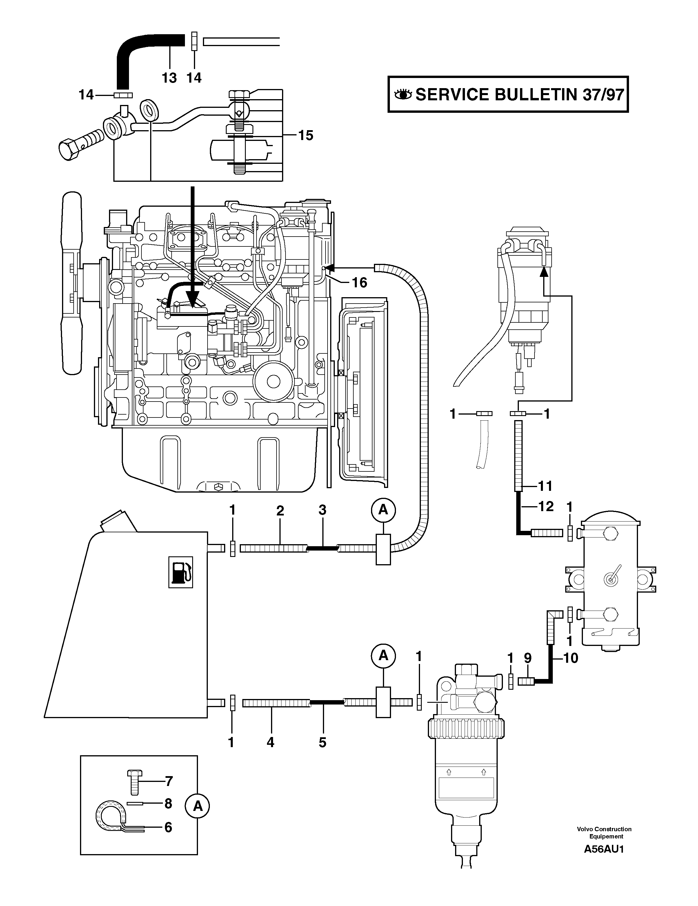 Схема запчастей Volvo EC70 - 92 Fuel circuit EC70 TYPE 233