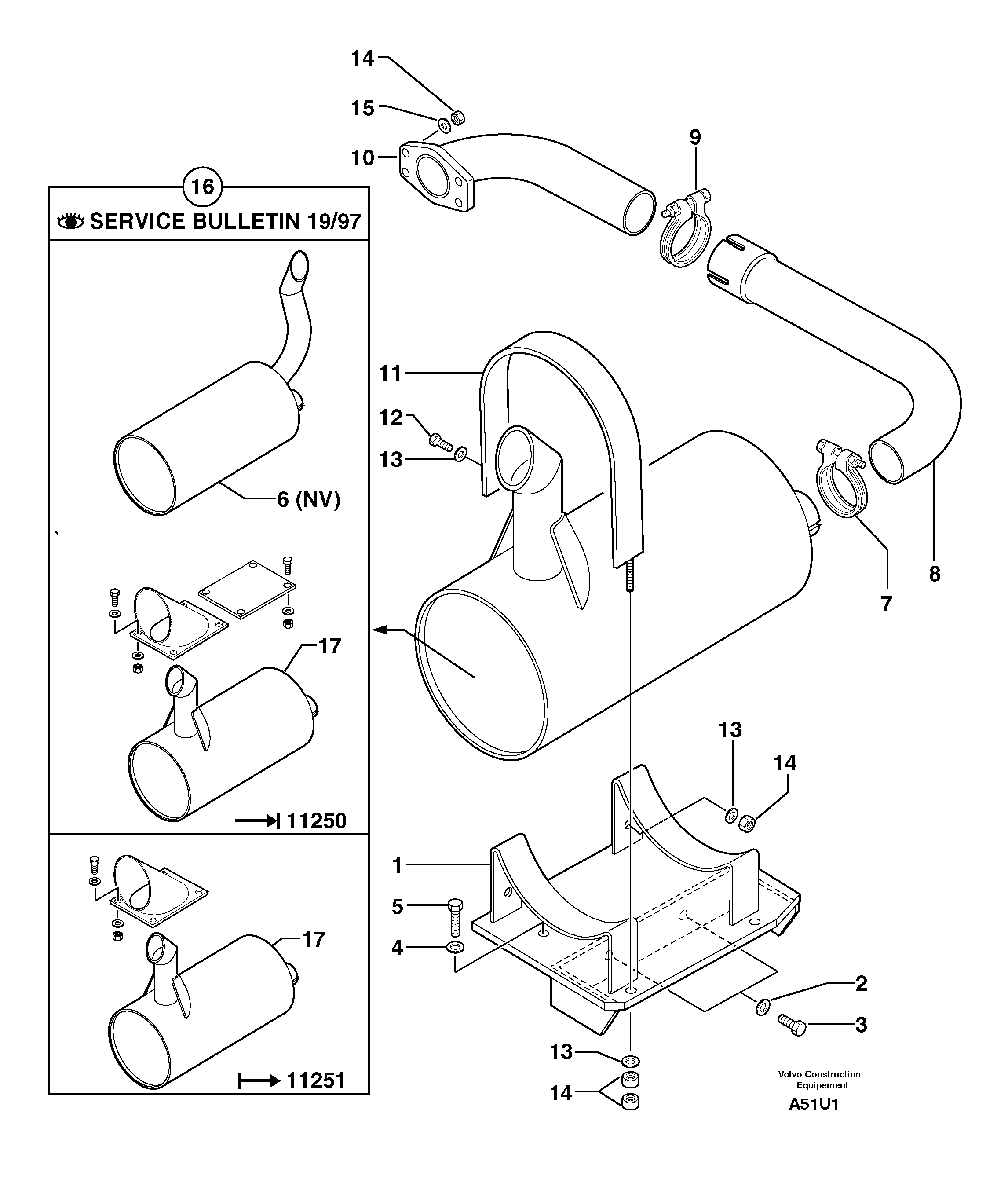 Схема запчастей Volvo EC70 - 102 Muffler EC70 TYPE 233