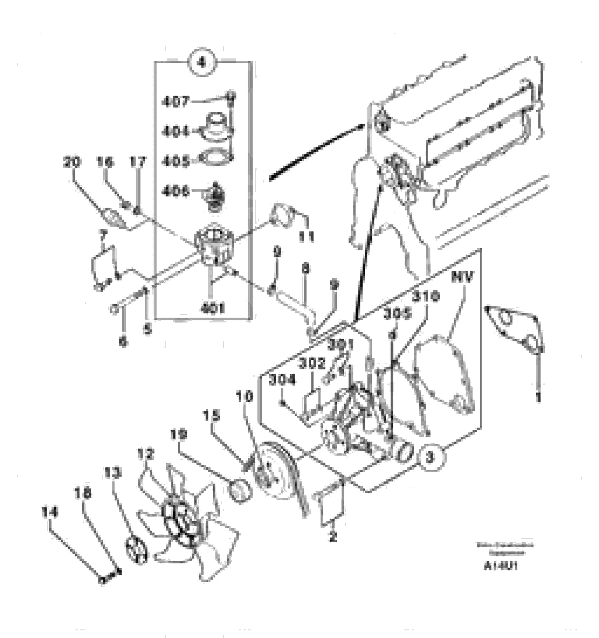 Схема запчастей Volvo EC70 - 104 Водяной насос EC70 TYPE 233