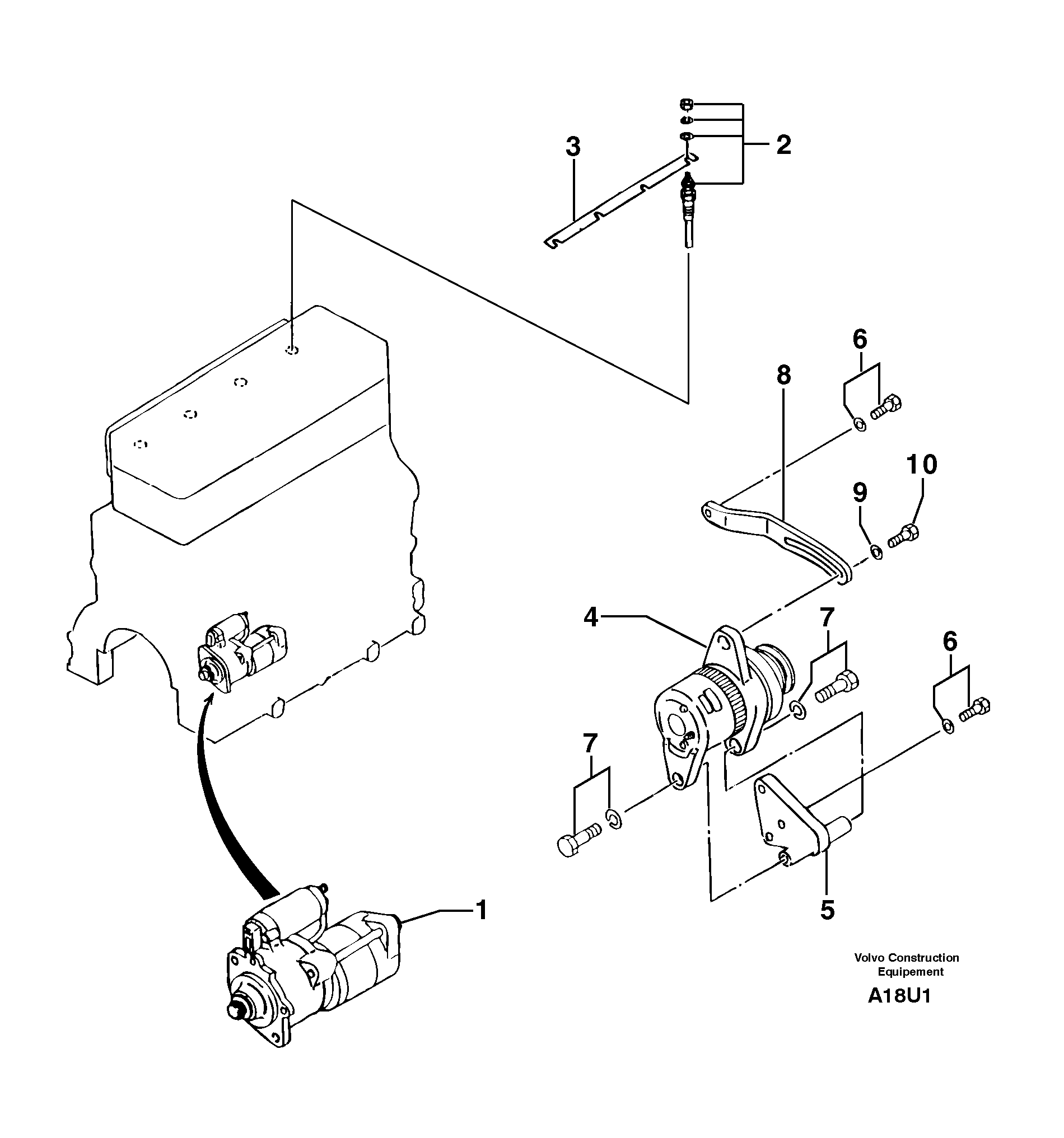 Схема запчастей Volvo EC70 - 106 Alternator / starter motor EC70 TYPE 233