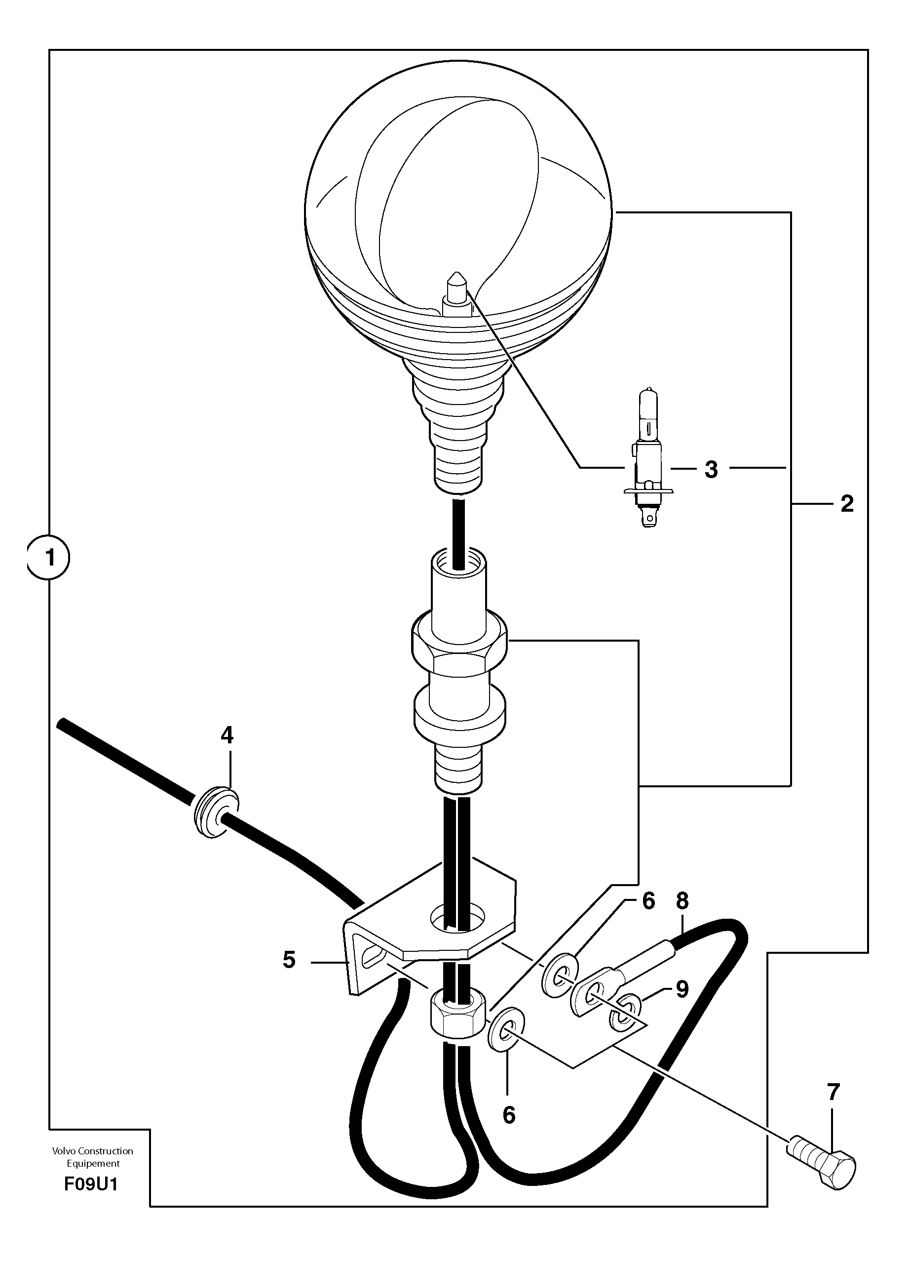 Схема запчастей Volvo EC70 - 706 Flashing light on cab EC70 TYPE 233