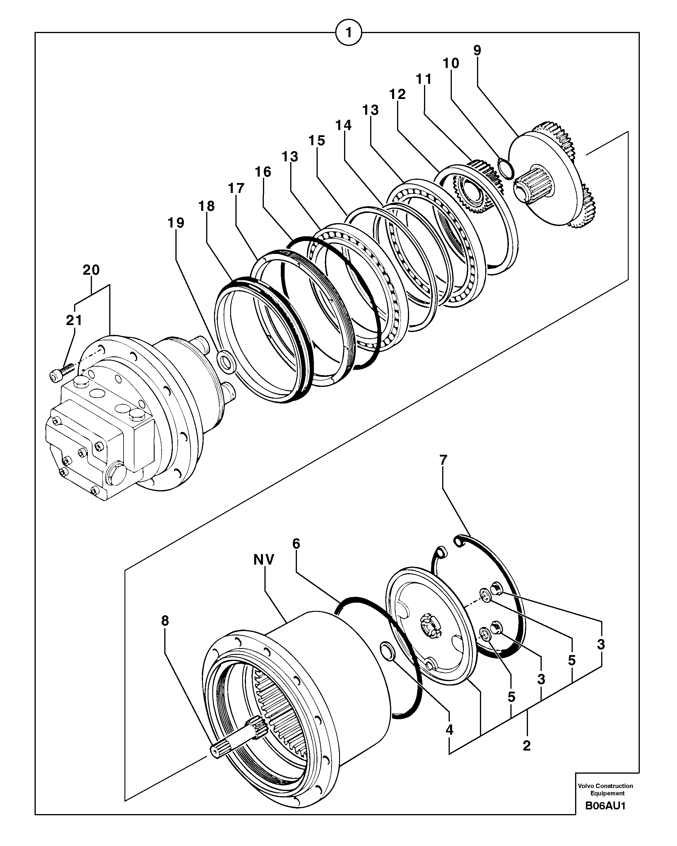 Схема запчастей Volvo EC70 - 1926 Travelling gear motor assy EC70 TYPE 233