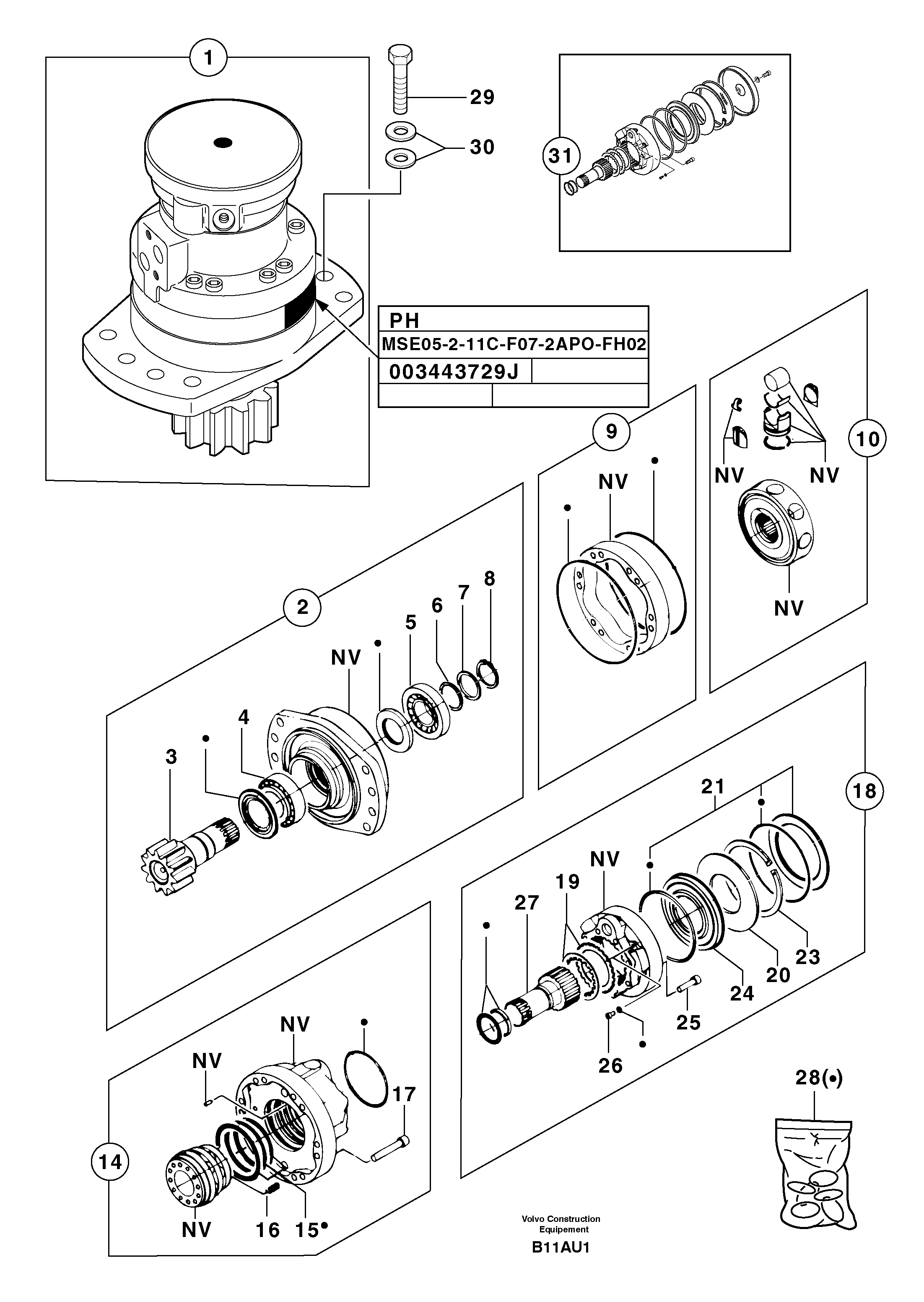 Схема запчастей Volvo EC70 - 52104 Slewing gear motor EC70 TYPE 233